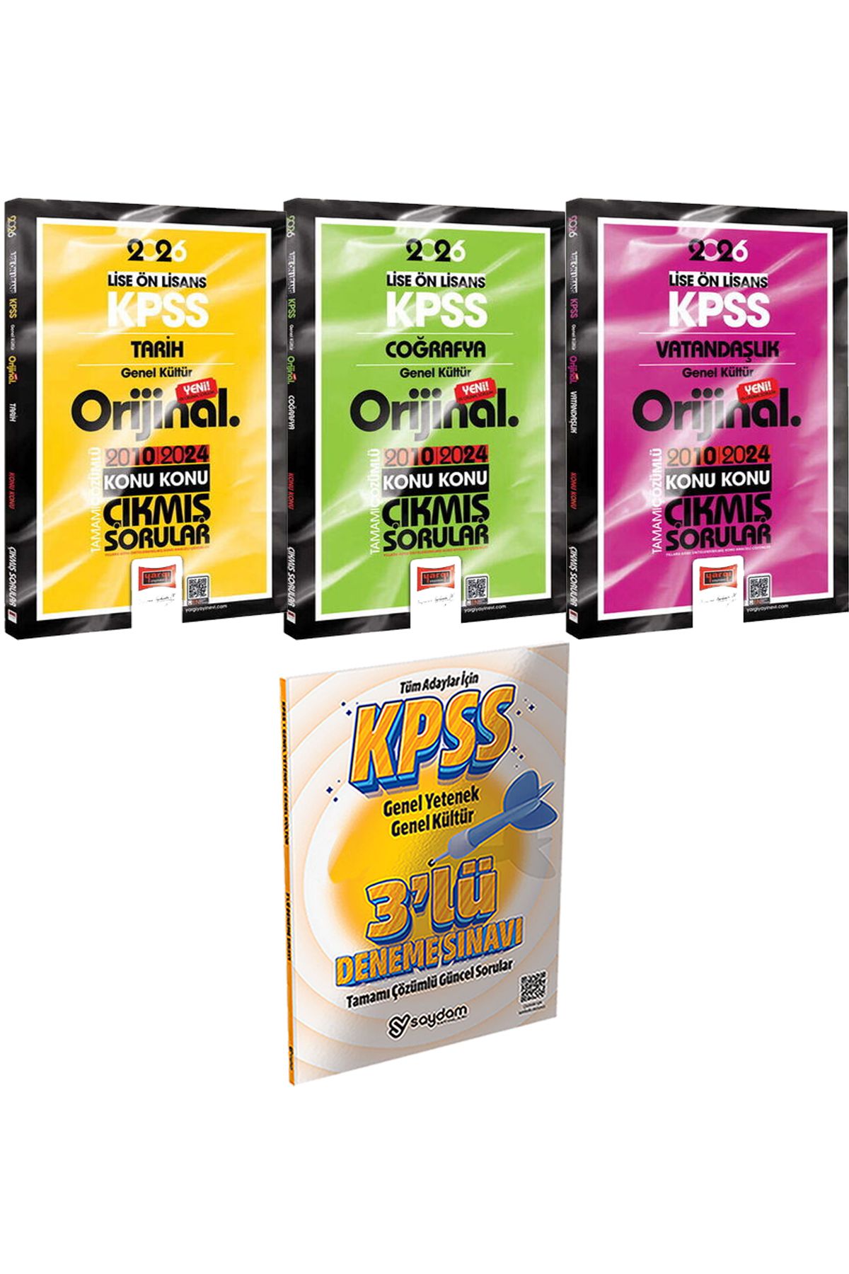 Yargı Yayınları Lise-Önlisans Tarih Coğrafya Vatandaşlık Orijinal 2010-2024 Konu Konu Çıkmış Sorular + 3 Deneme