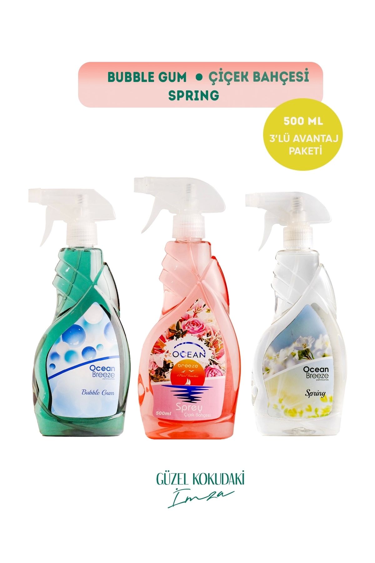 Magnesia Kozmetik Pure Touches MAGNESİA ODA/ORTAM SPREYİ (BUBBLE,ÇİÇEK BAHÇESİ,SPRİNG) 500ML AVANTAJLI 3LÜ SET