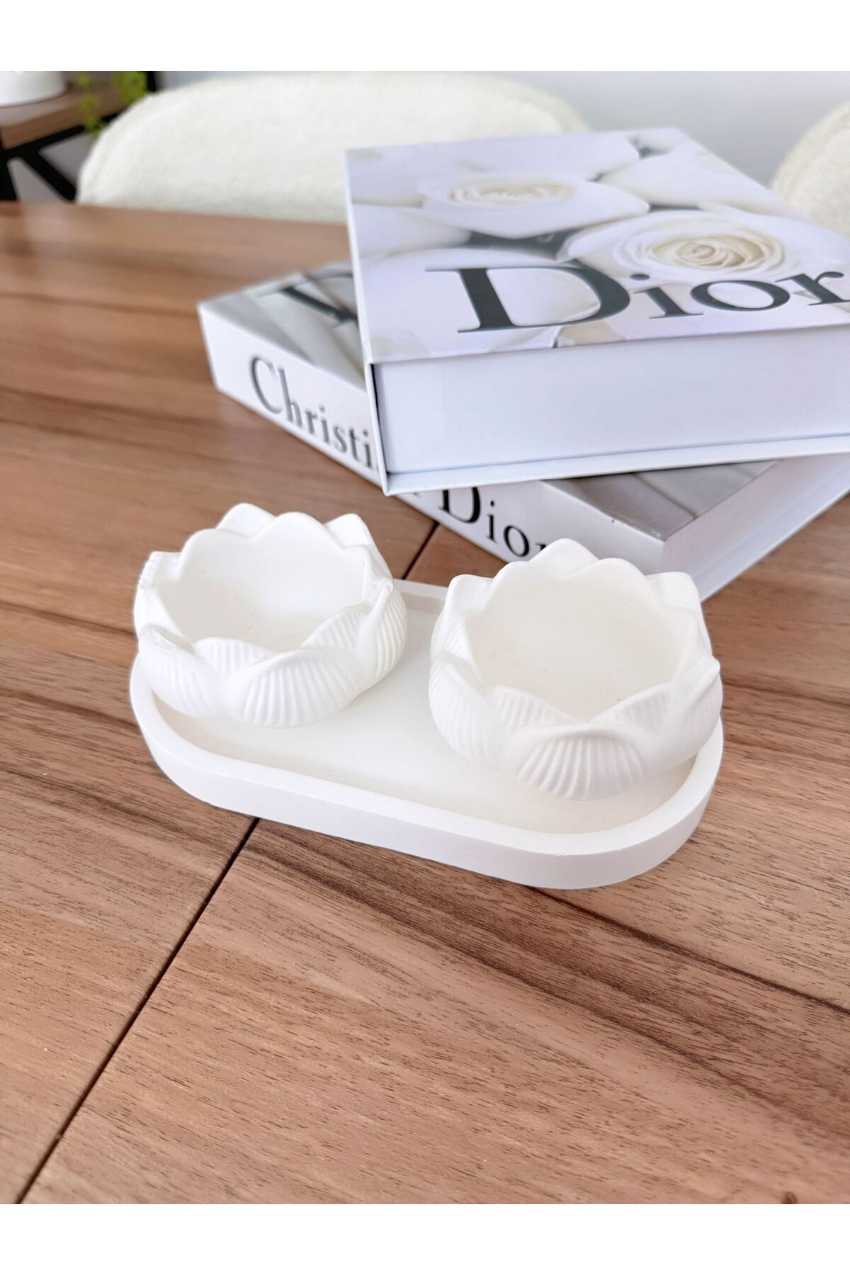 Deslina Dekoratif 2li Lotus Obje ve altlık Organizer Obje / Ev & Ofis