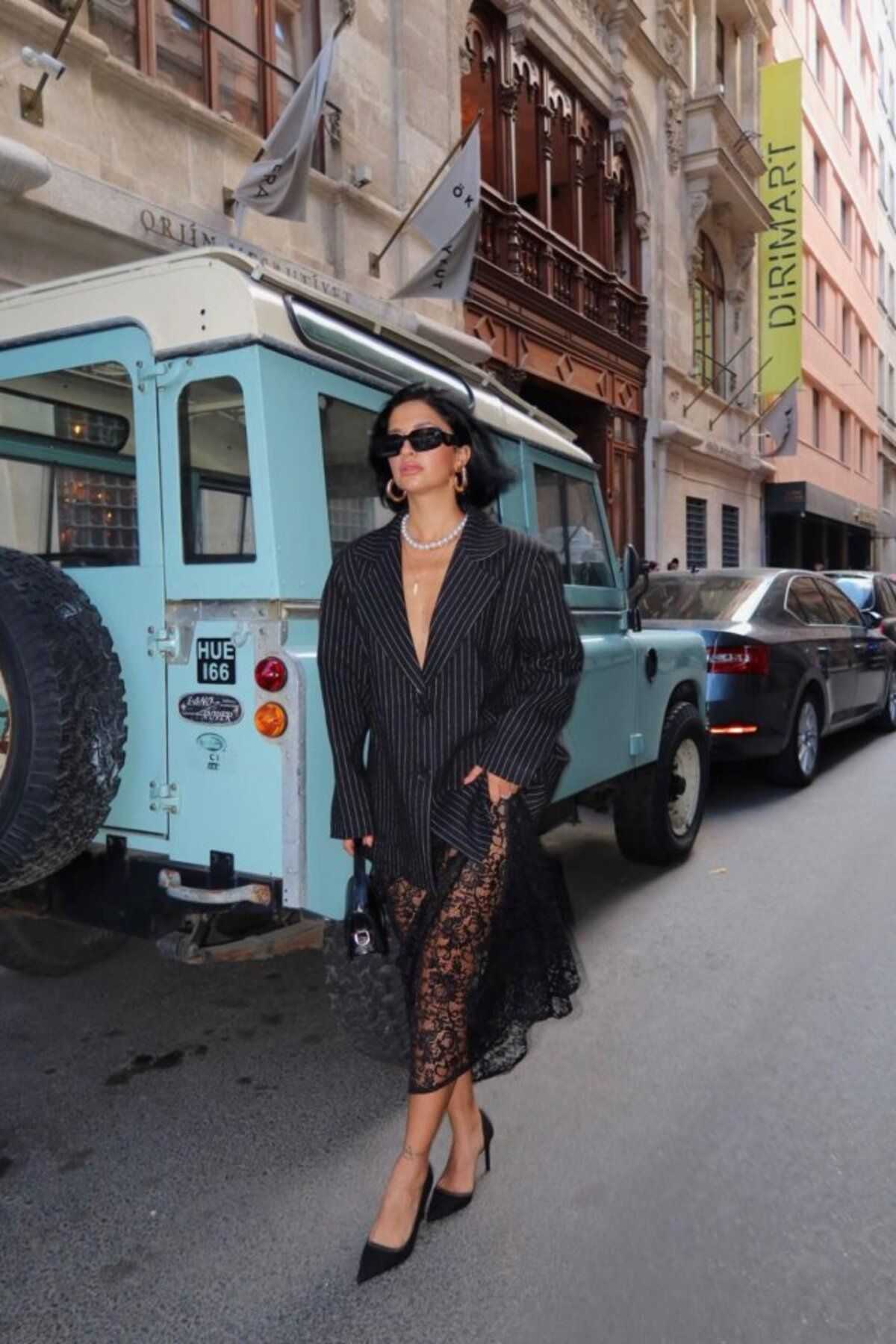 hepimiz alalım Siyah Çizgili Oversize Ceket