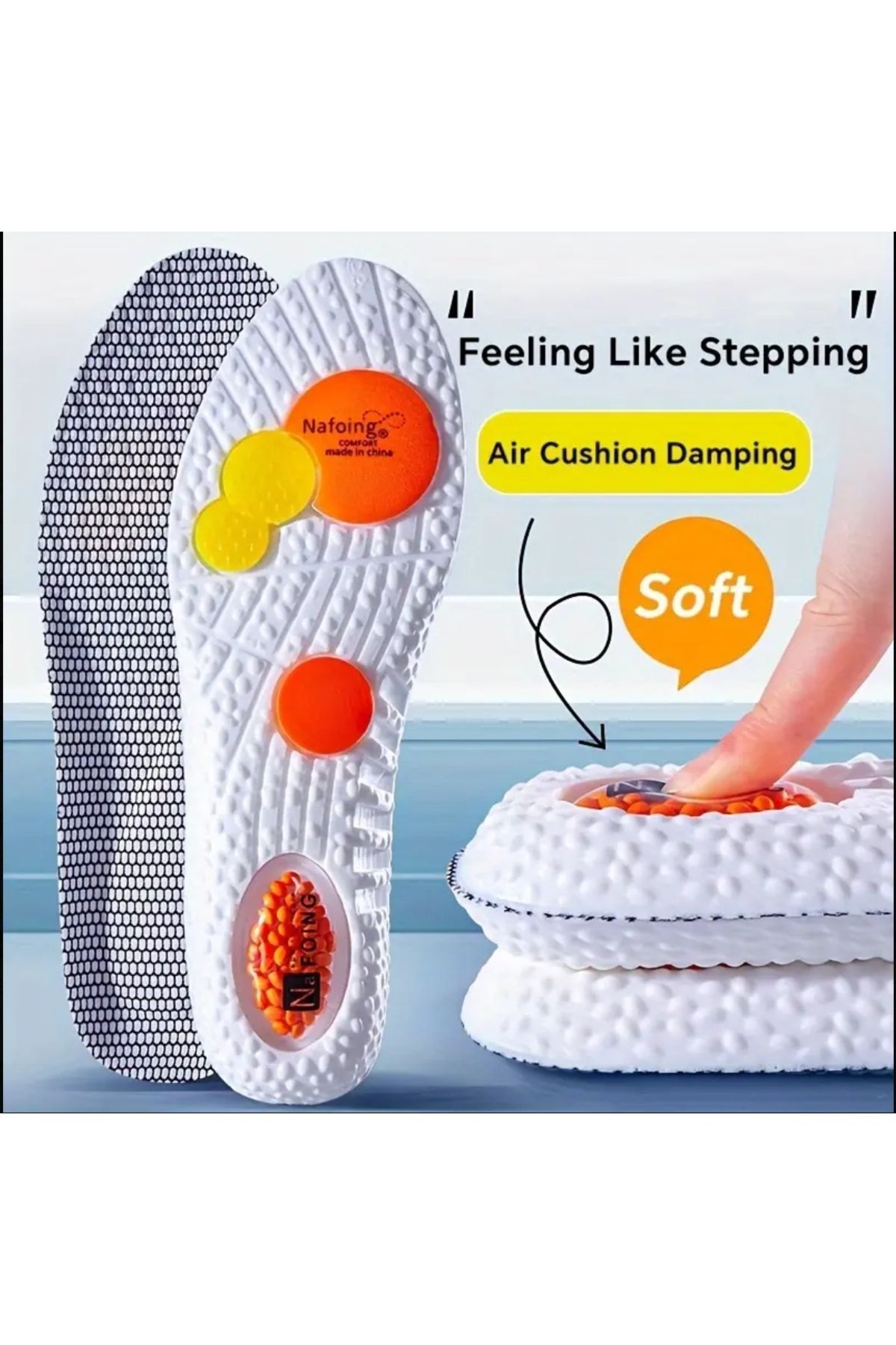 ORGANICYOU WENZHOU NAOBING 4D Yumuşak Kumaş Spor Tabanlıkları - Ultra Nefes Alabilen TURUNCU