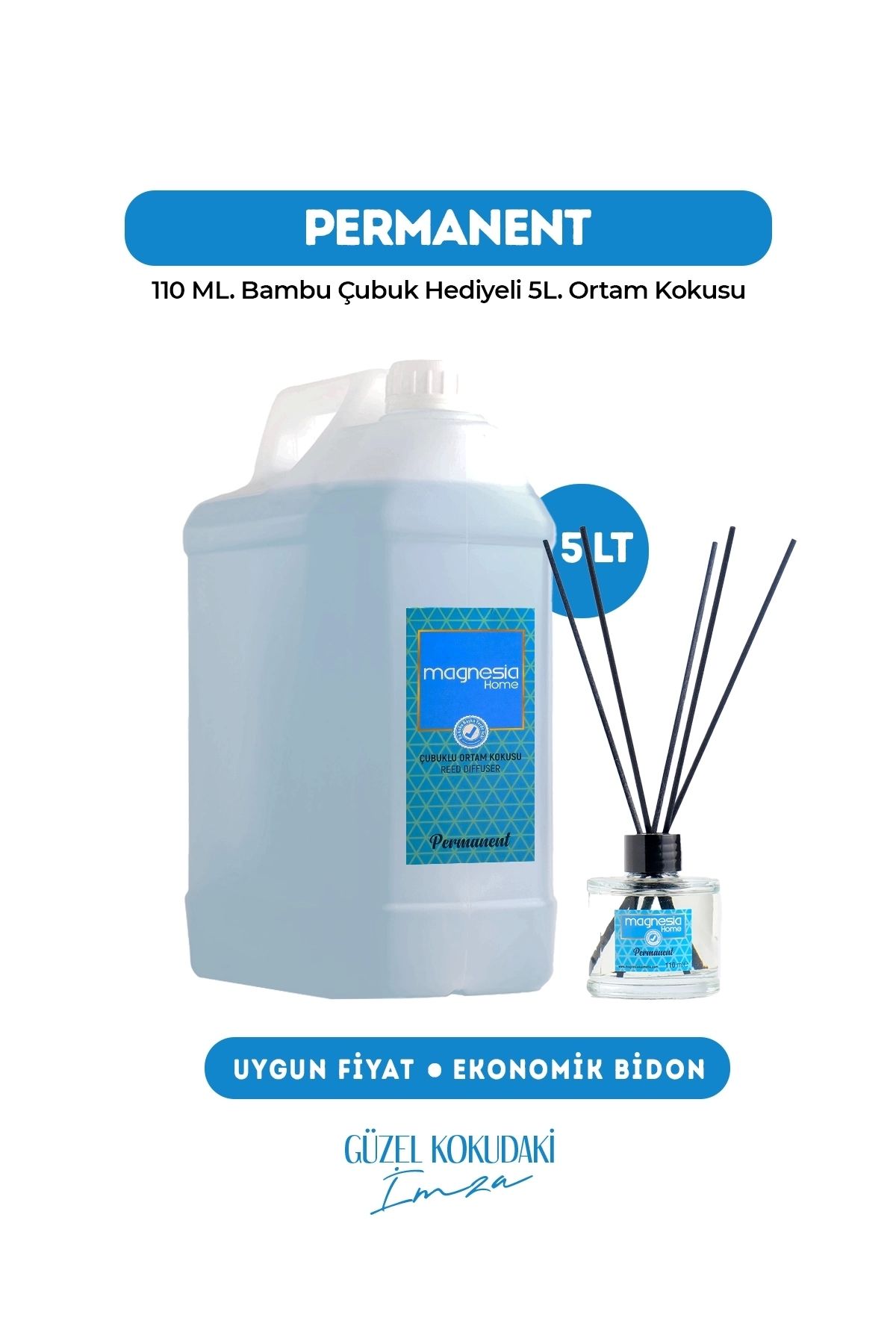 Magnesia Kozmetik Pure Touches Magnesia Aqua Ocean Çubuklu Oda kokusu 5Lt. Ekonomik Bidon+Sürpriz Hediyeli