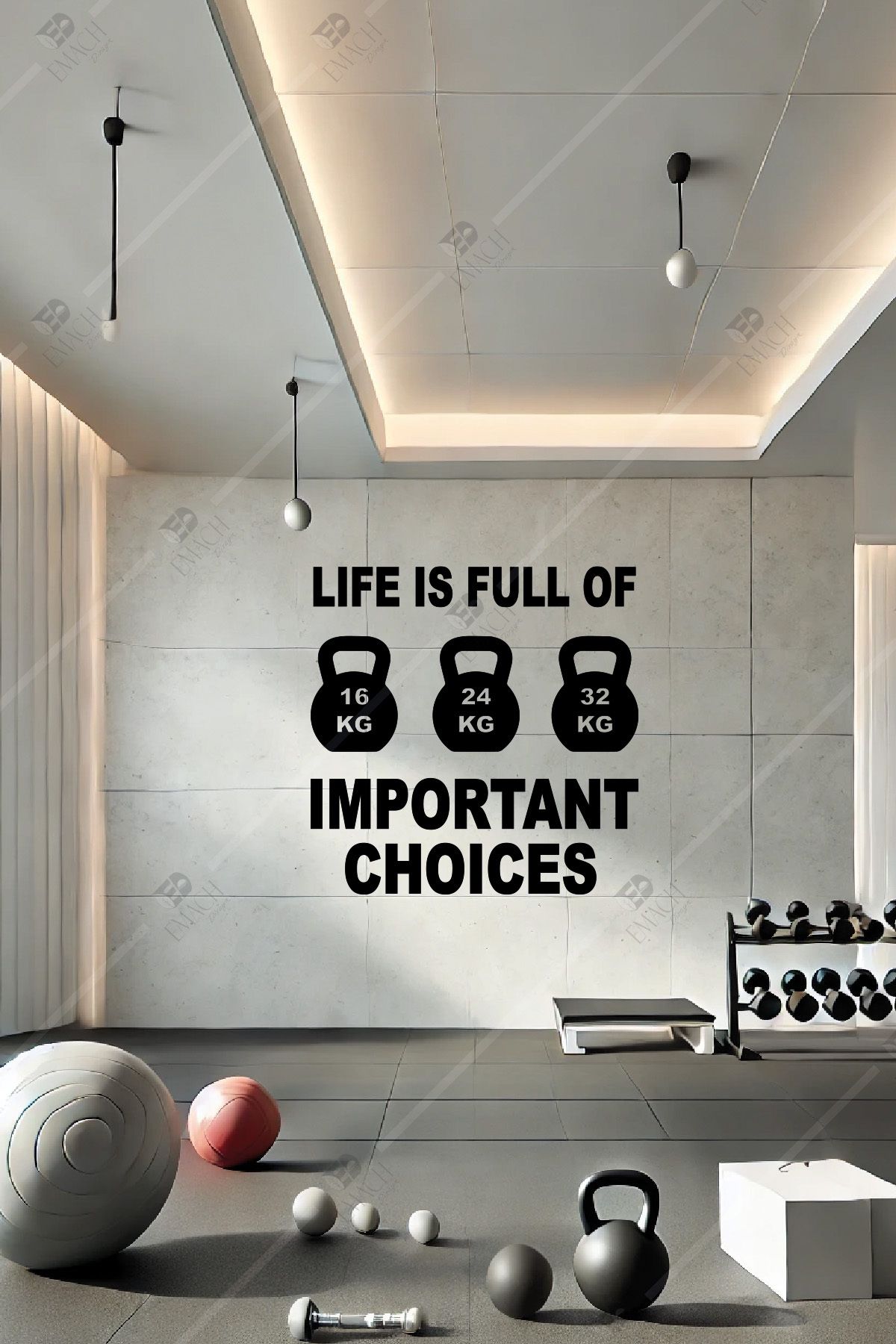 Emach Dizayn Life is full of important choıces Spor Salonu Ahşap Duvar Dekorasyonu