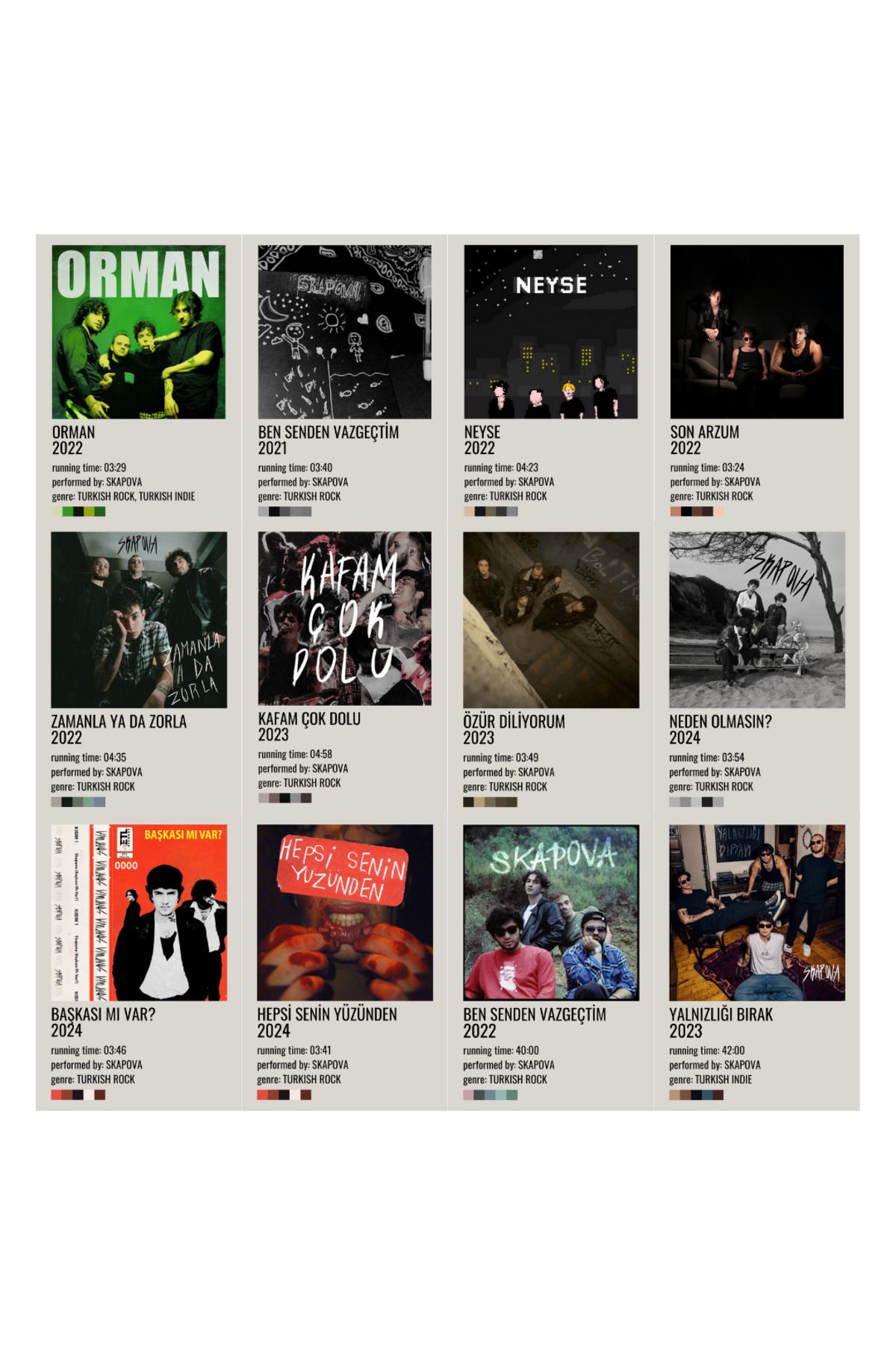 Ororabutik Skapova Indie Pop Albüm Kapağı Poster Duvar Kağıdı Seti Afiş A5 12 Adet