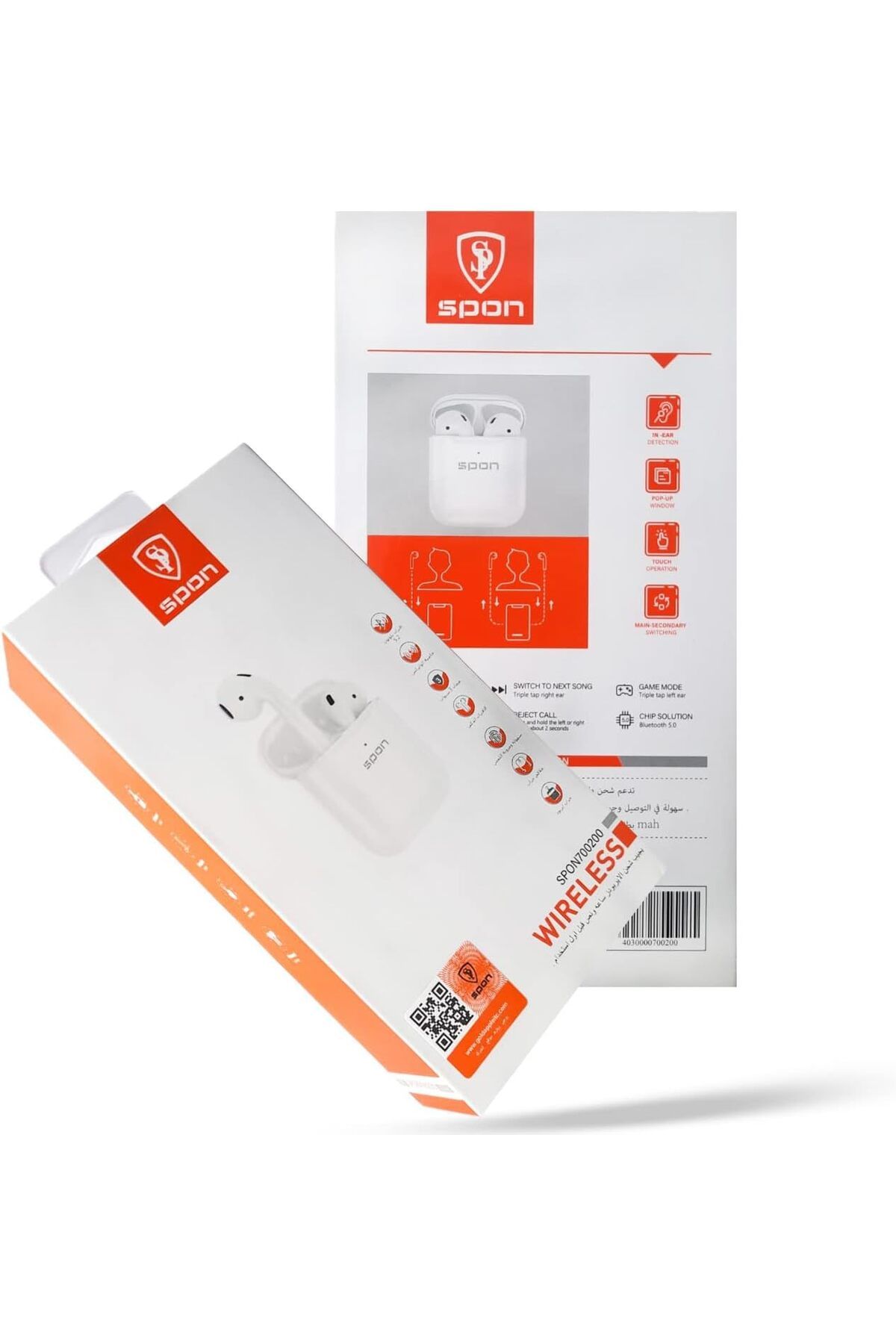 SP SPON-سماعات أذن لاسلكية من SP SPON، سماعات أذن بلوتوث 5.0، ميكروفون مدمج، خاصية إلغاء الضوضاء 5