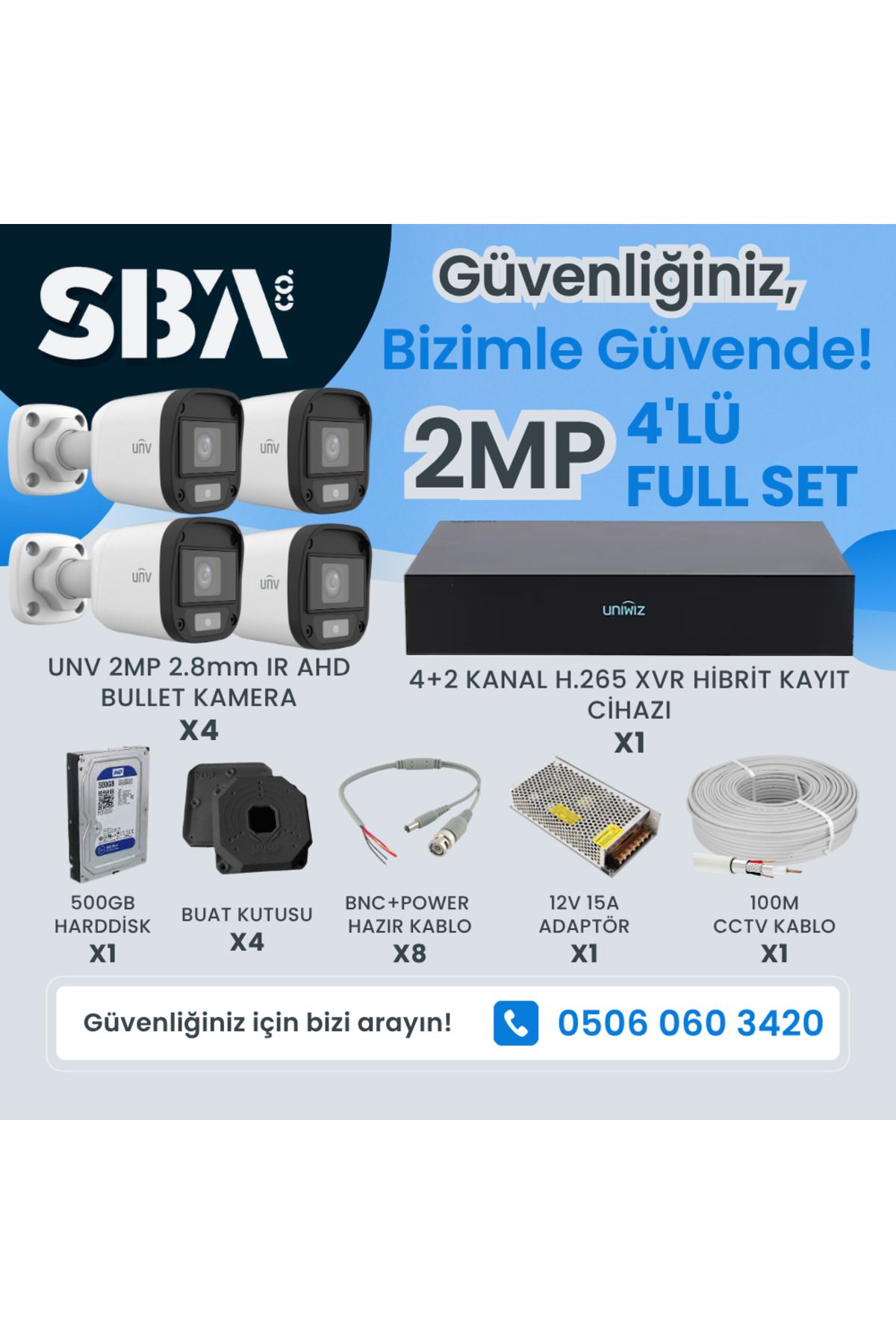 UNV 2MP 4'LÜ KAMERA SETİ
