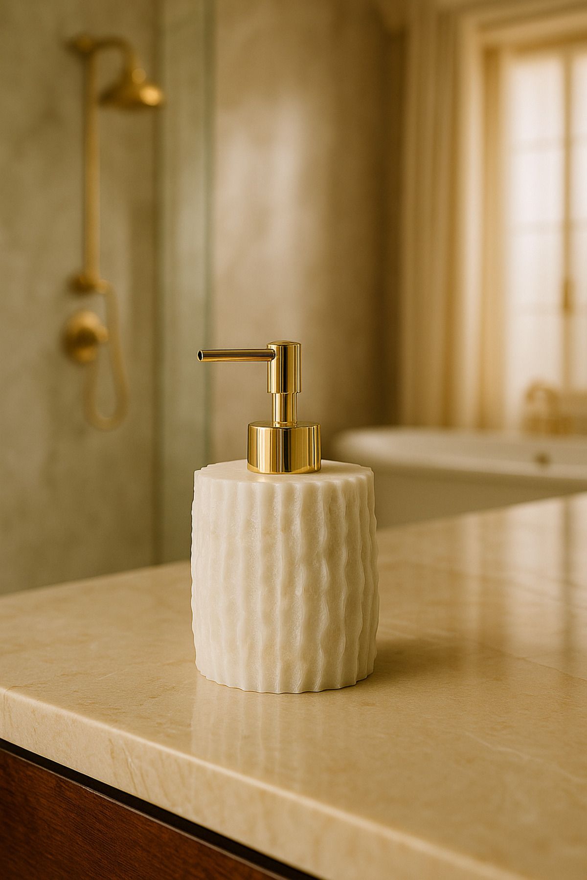 stonx Doğal Patlatma Mermer Sabunluk | Altın ve Krom Başlık Seçenekli | %100 Doğal Taş | Banyo Aksesuarı