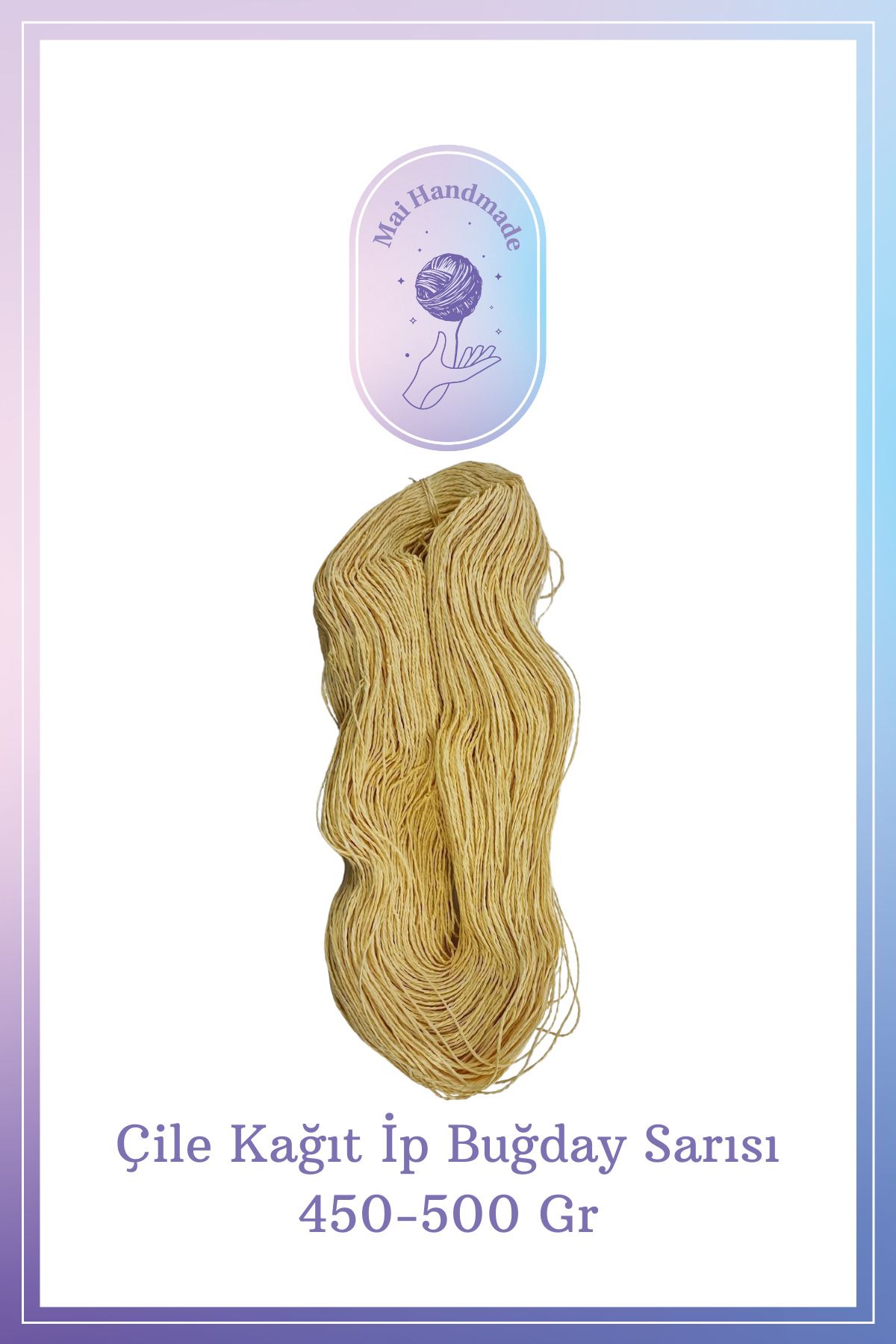Mai Handmade Hobby ve Örgü Evi Doğal Kağıt İp El Yapımı Dekoratif Örgü ve Paketleme İpi El Sanatları ve Hediye Paketleme 450-500Gr
