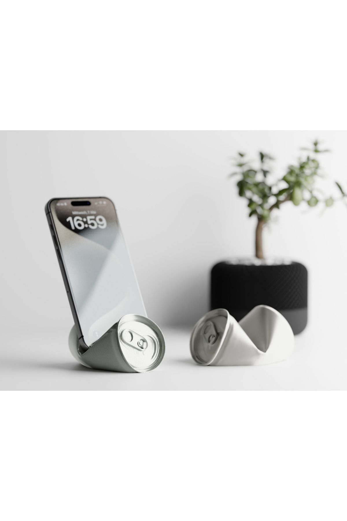 Chamelon Studio Kutu İçecek Görünümlü Telefon Standı |Silver Metal Kutu Telefon Standı | Plastik Telefon Standı