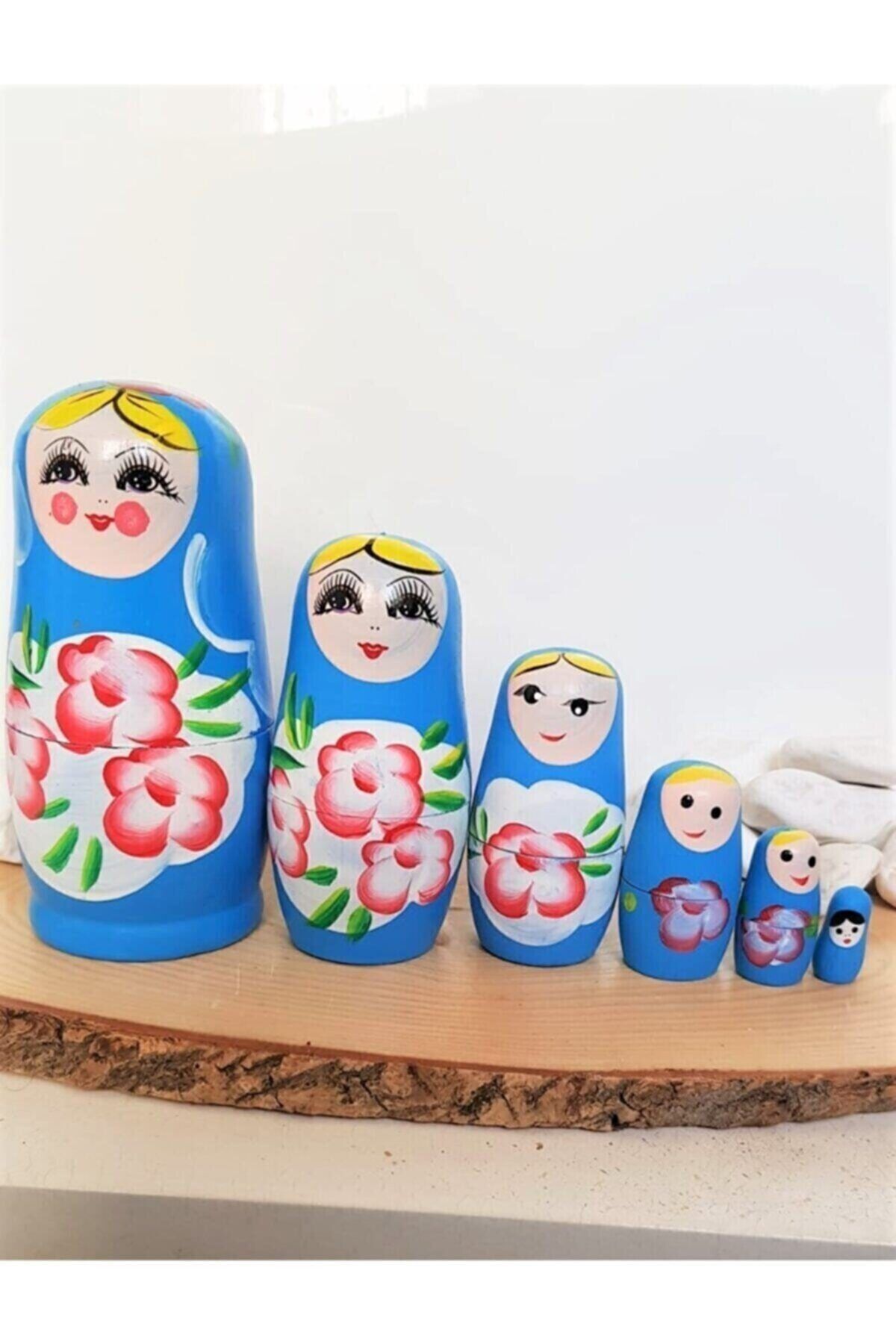 Saatistan Ahşap 5'li İç İçe Geçmiş Matruşka Bebek, şık ve renkli dekoratif hediye seçeneği