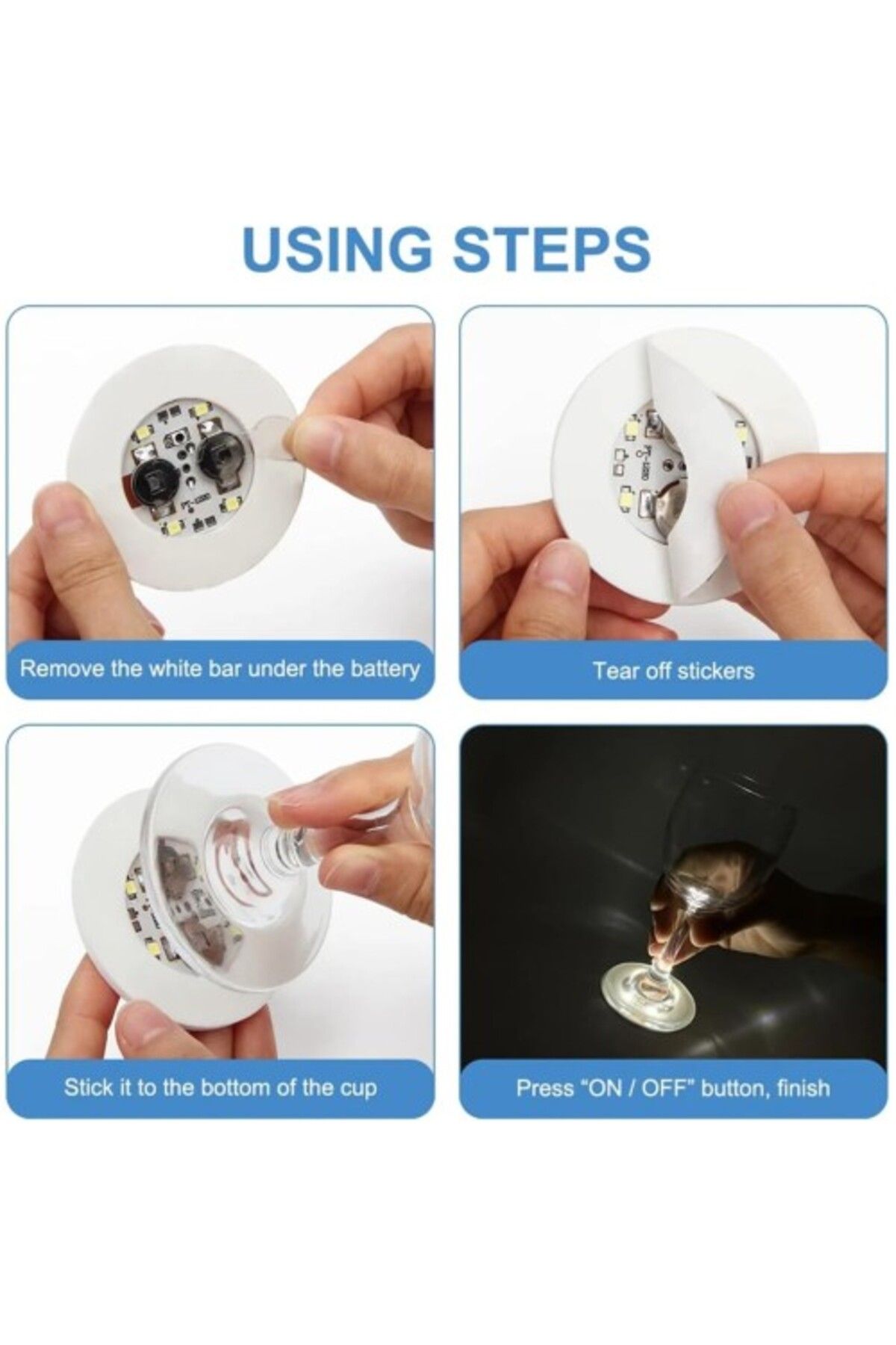 Lucest Yeni Dr Işıklı Yapışkanlı Bardak Altı Aparatı Ledli 3 Modlu 6 Cm Çap Kampanyalı
