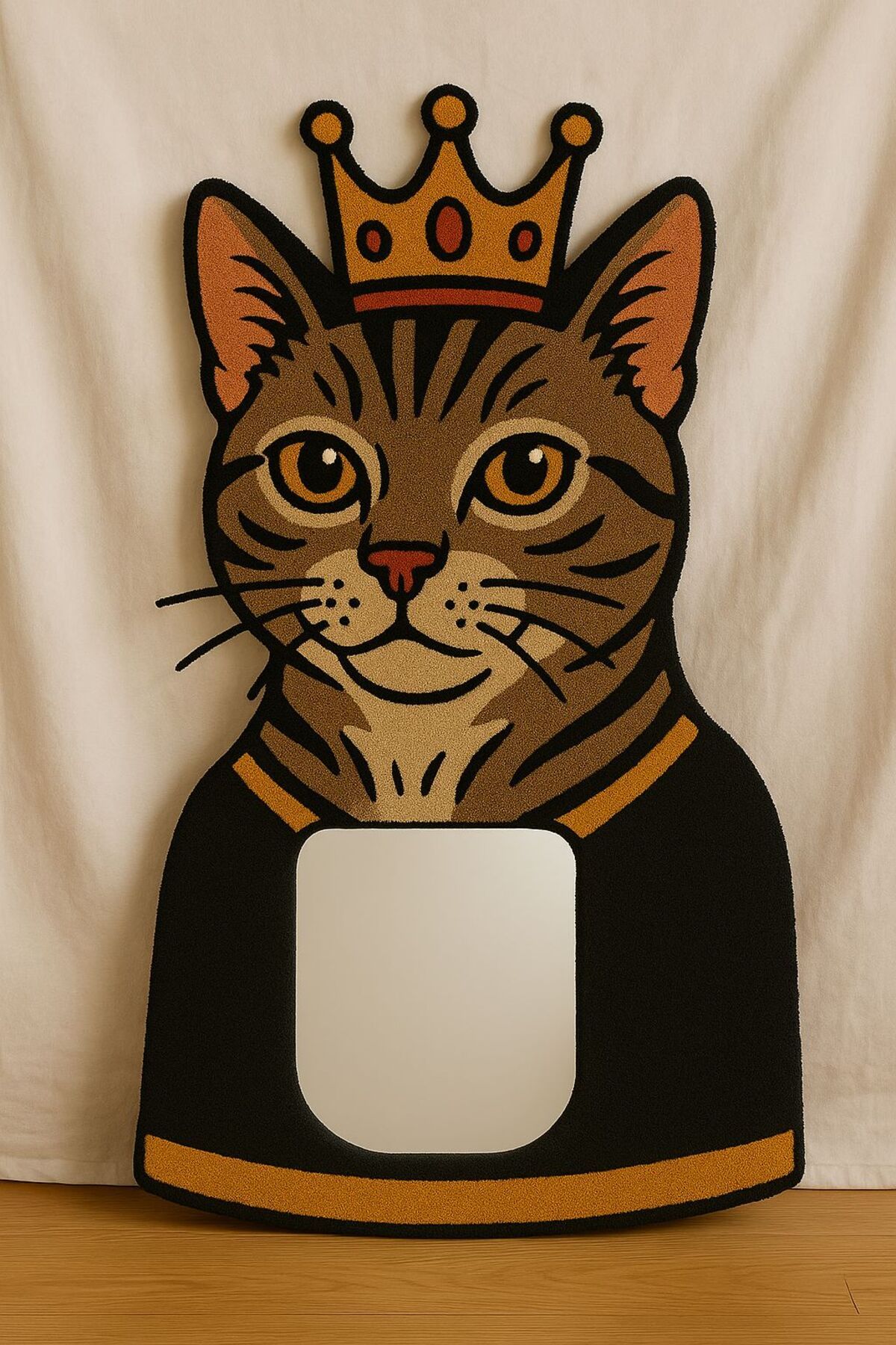Afro Dekorasyon Kedi özel tasarım ayna , tufting ayna , duvar aynası , ev dekoru , boy aynası , punch