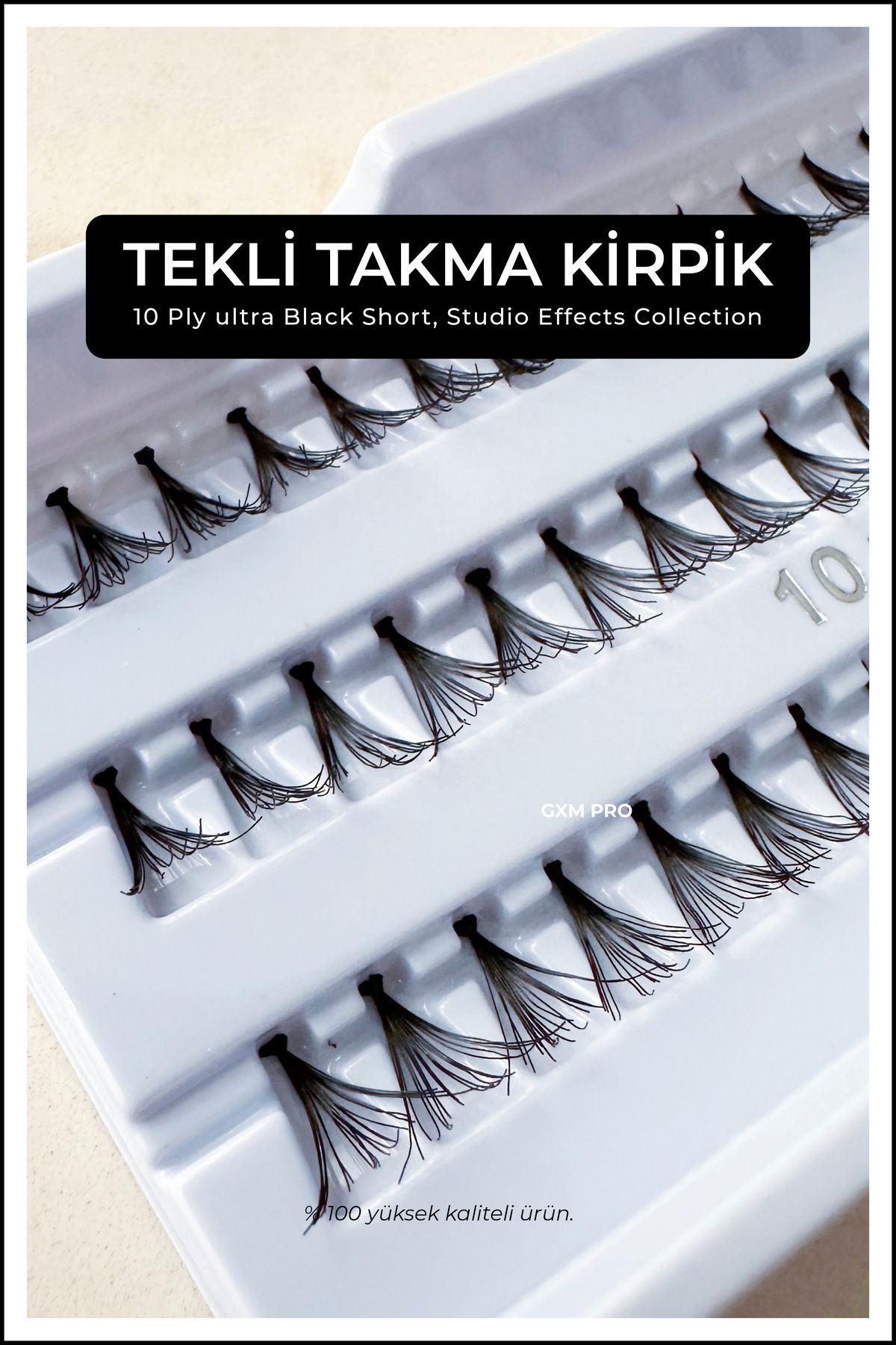 GXMPRO New 60 Adet Tekli İpek Kirpik, 10 Ply ultra Black Short, 11mm Studio Effects Collection