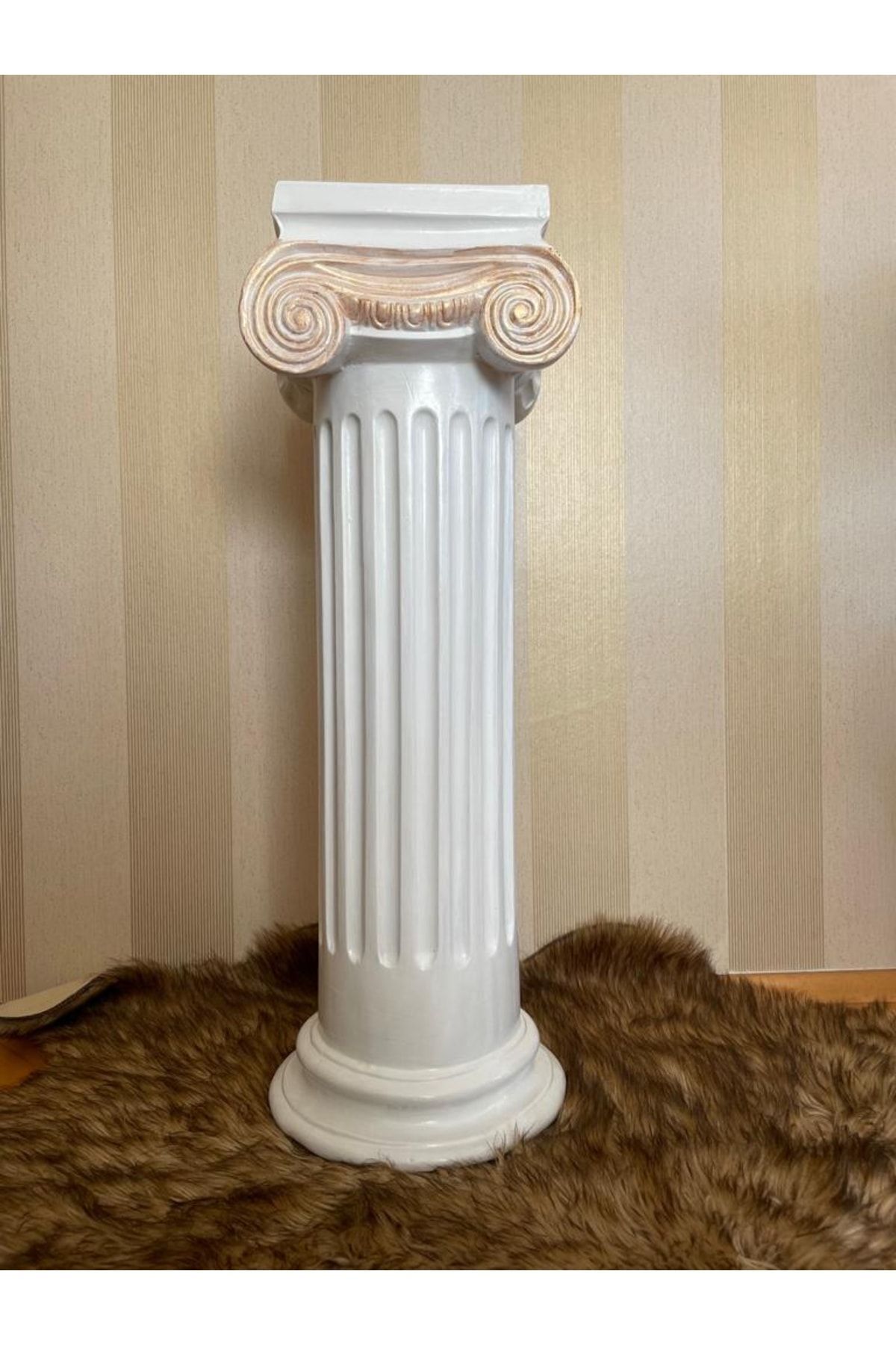 Saatistan Büyük Boy Sütun Obje 90 Cm, Beyaz-Gold Renkli, Şık ve Modern Tasarım