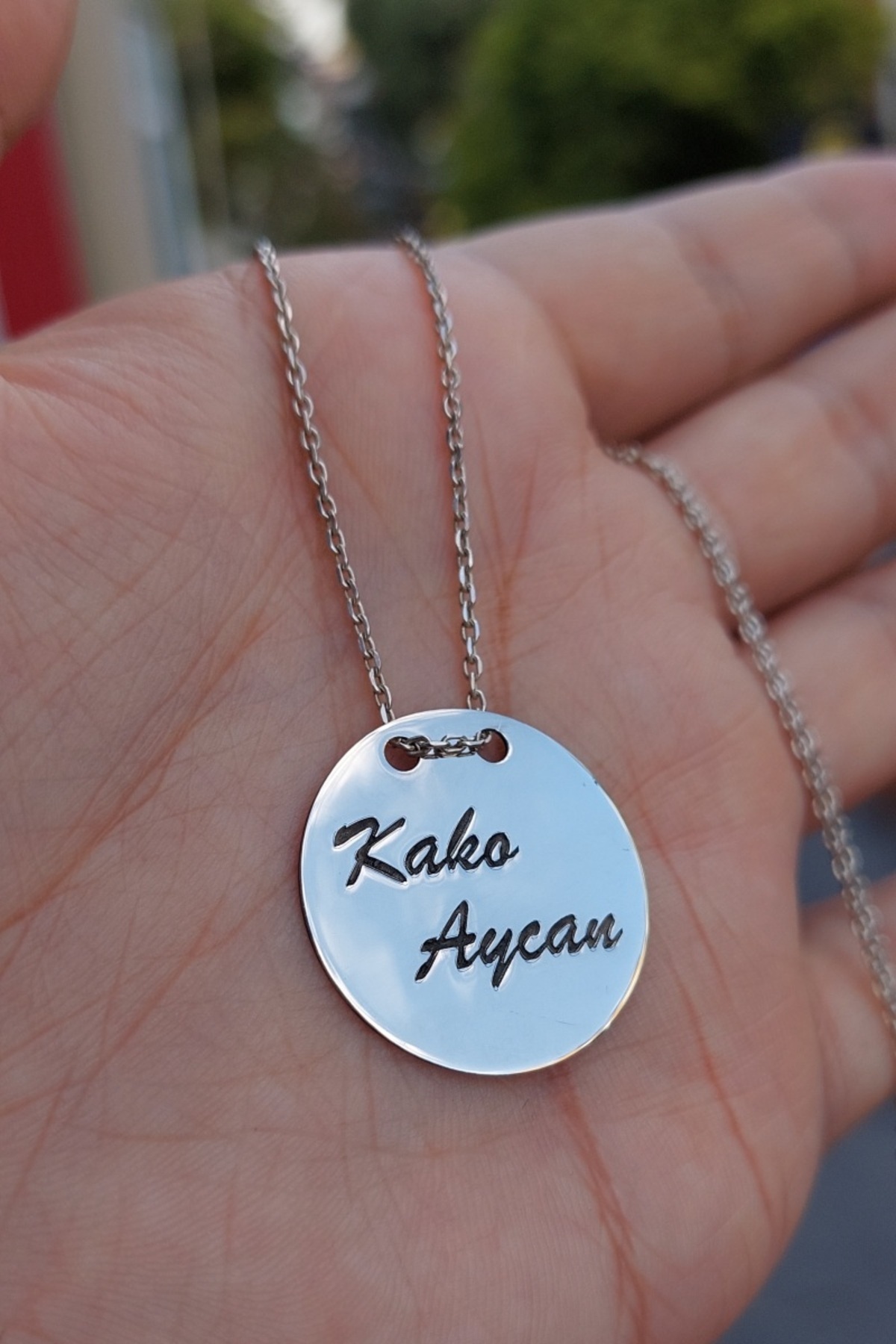 925 Ayar Gümüş İsimli Plaka Kolye
