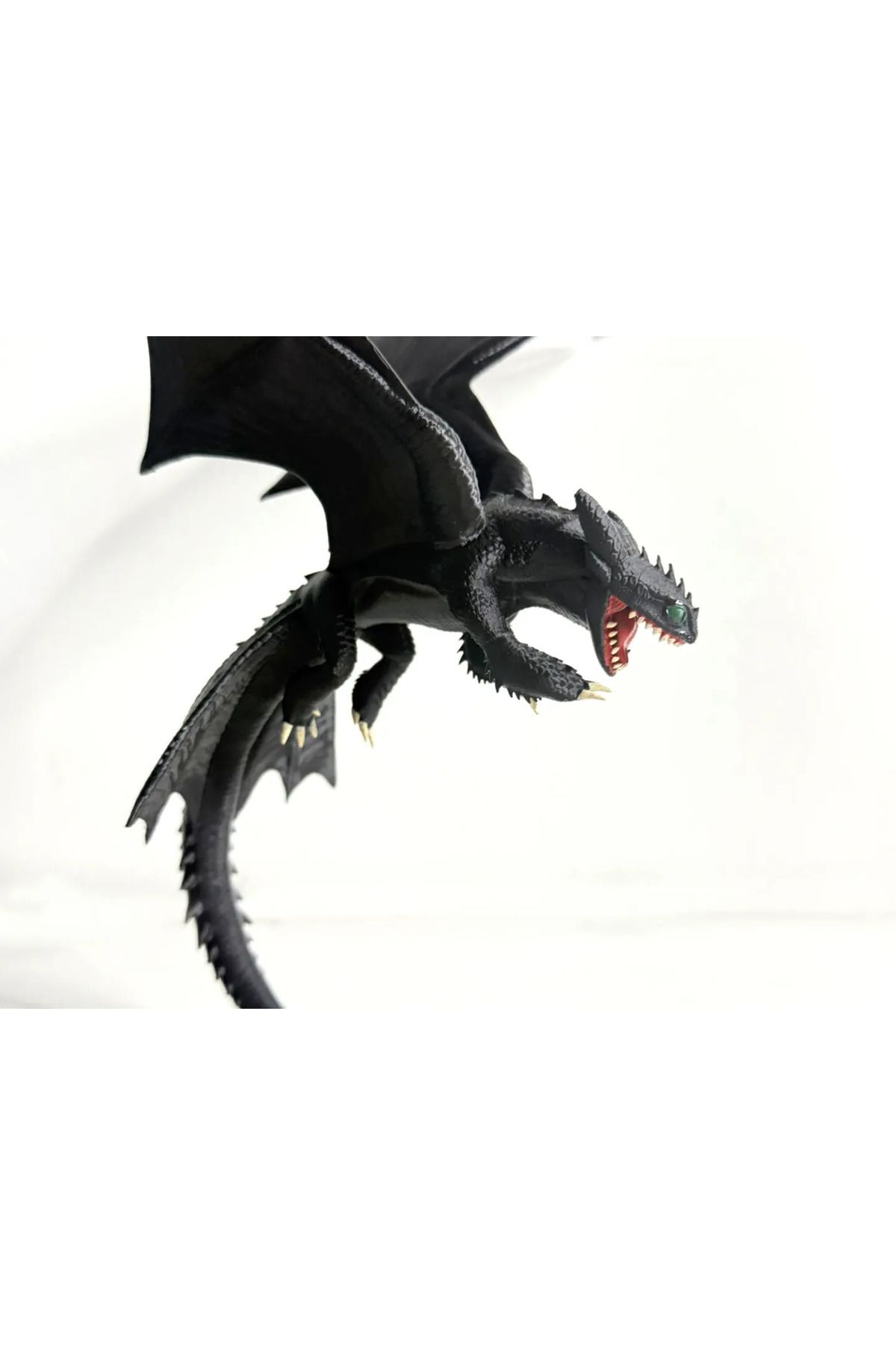Saatistan Siyah 22 cm Ejderha Figürü, Gerçekçi 3D Baskı, Detaylı ve Şık Tasarım