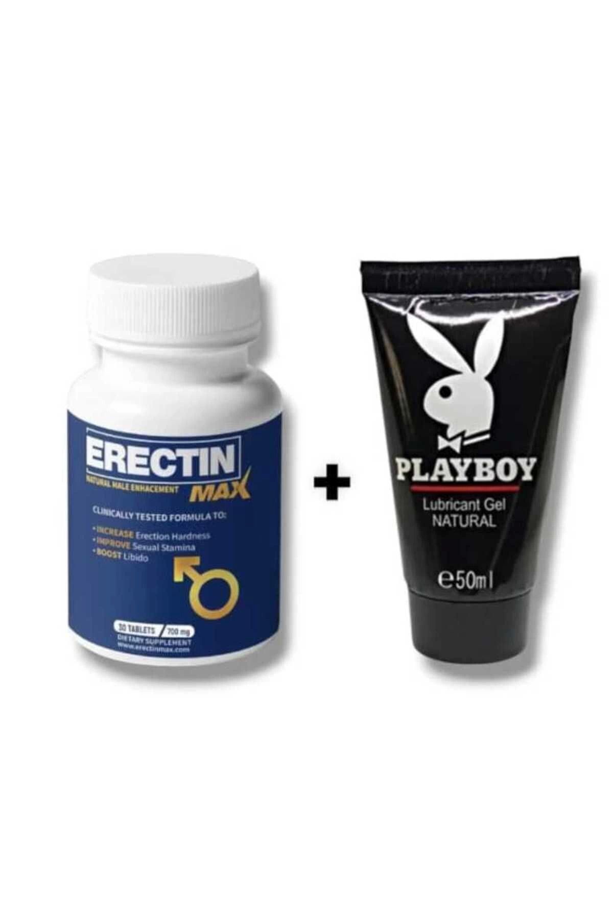yusuftex Erectin Max Natural Pen1s Boyutlandırıcı Performans Takviyesi 30'lu + Playboy Kayganlaştırıcı 50 ml