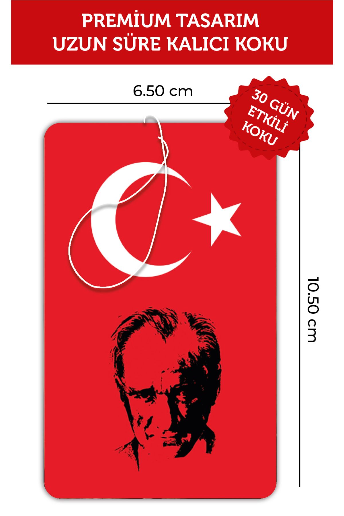 ByMeyla Türk Bayraklı Gazi Mustafa Kemal Atatürk Görselli Oto Kokusu ve Torpido Aksesuarı