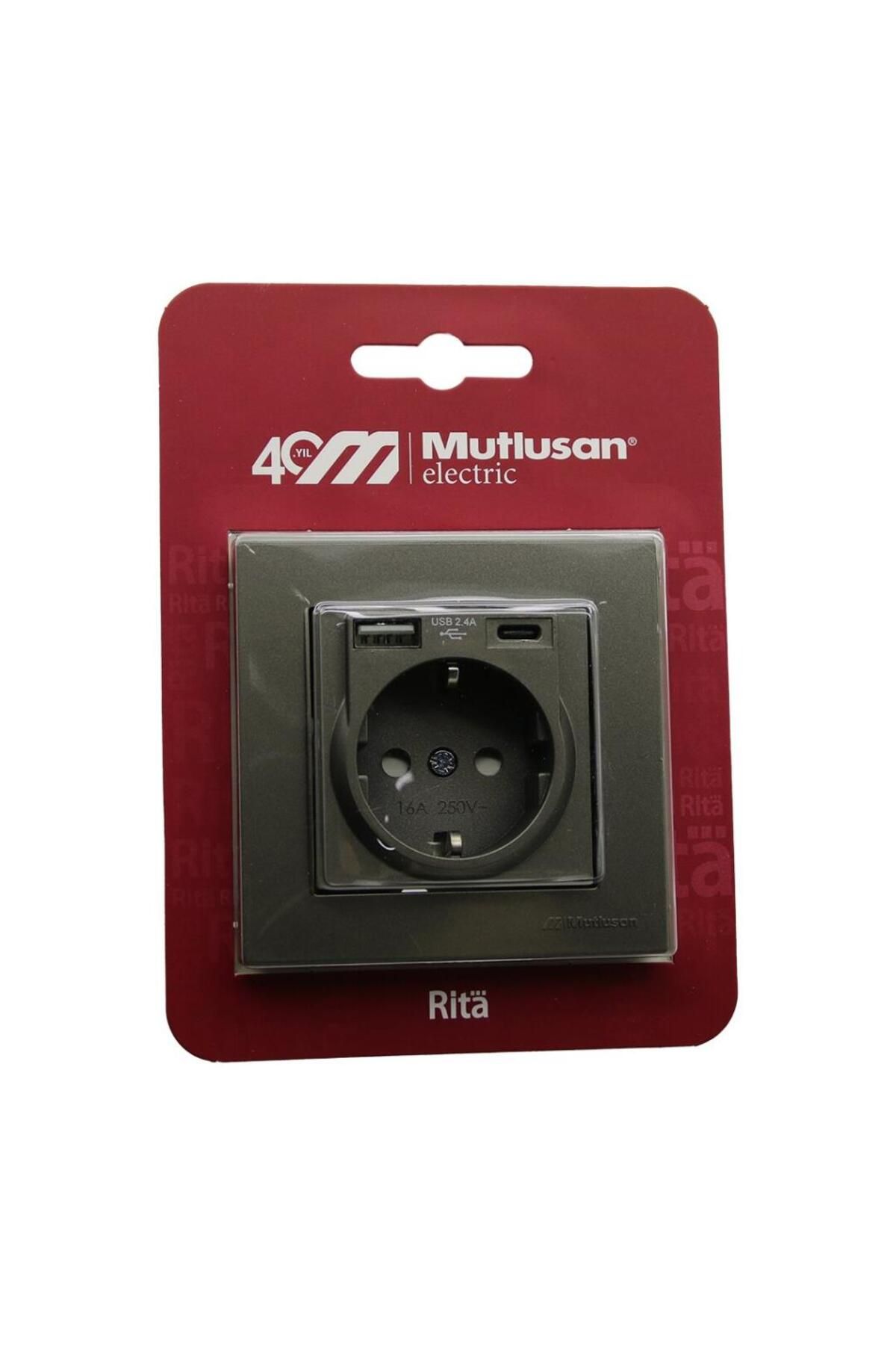 Aydoganticaret44 MUTLUSAN RİTA-2220 629 0286 BLİSTERLİ - KARTLI ANTRASİT - USB + TYPE-C &apo