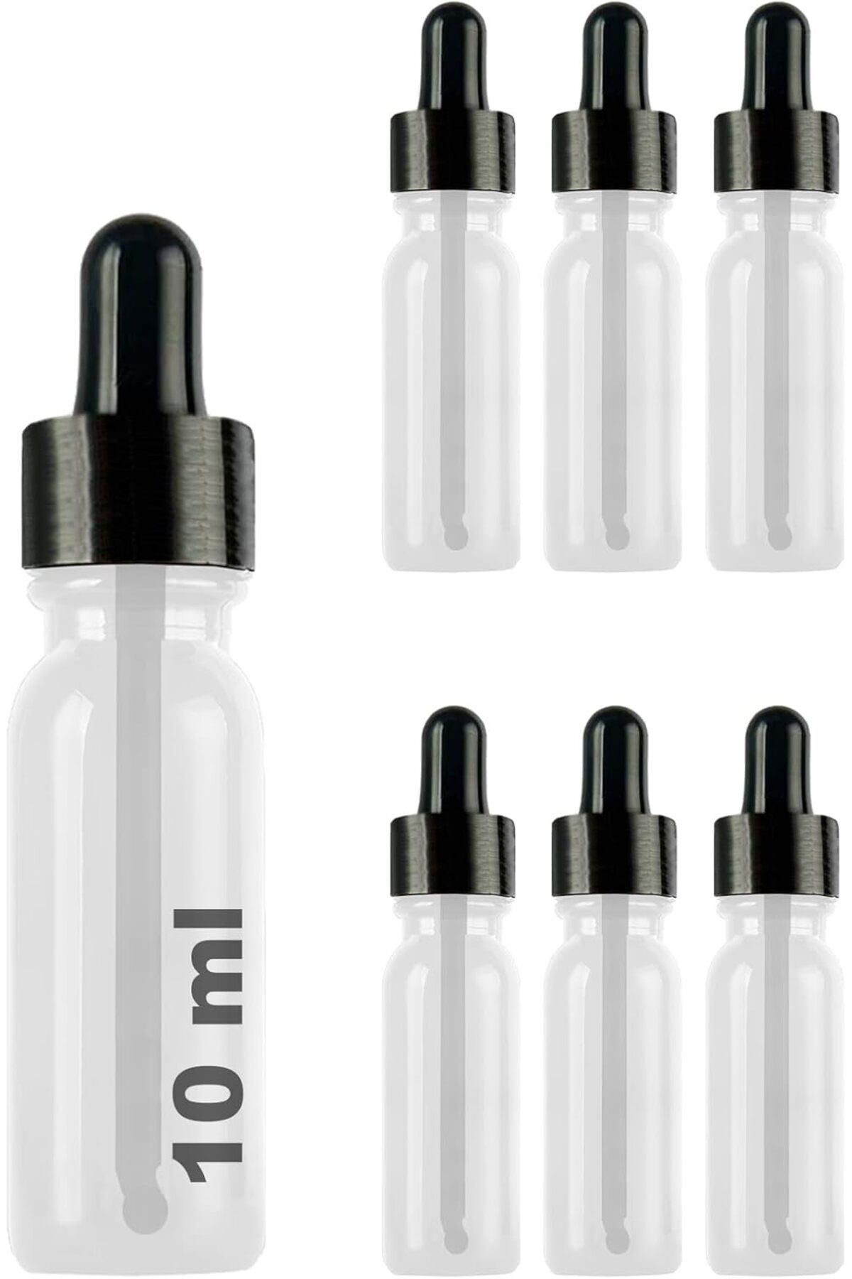 STOREMAX lvnmblya 10 ml Metal Kapaklı Damlalık Dropper Şişesi Serum 10 cc Cam Şişe 6 Adet (Siyah Kapak,