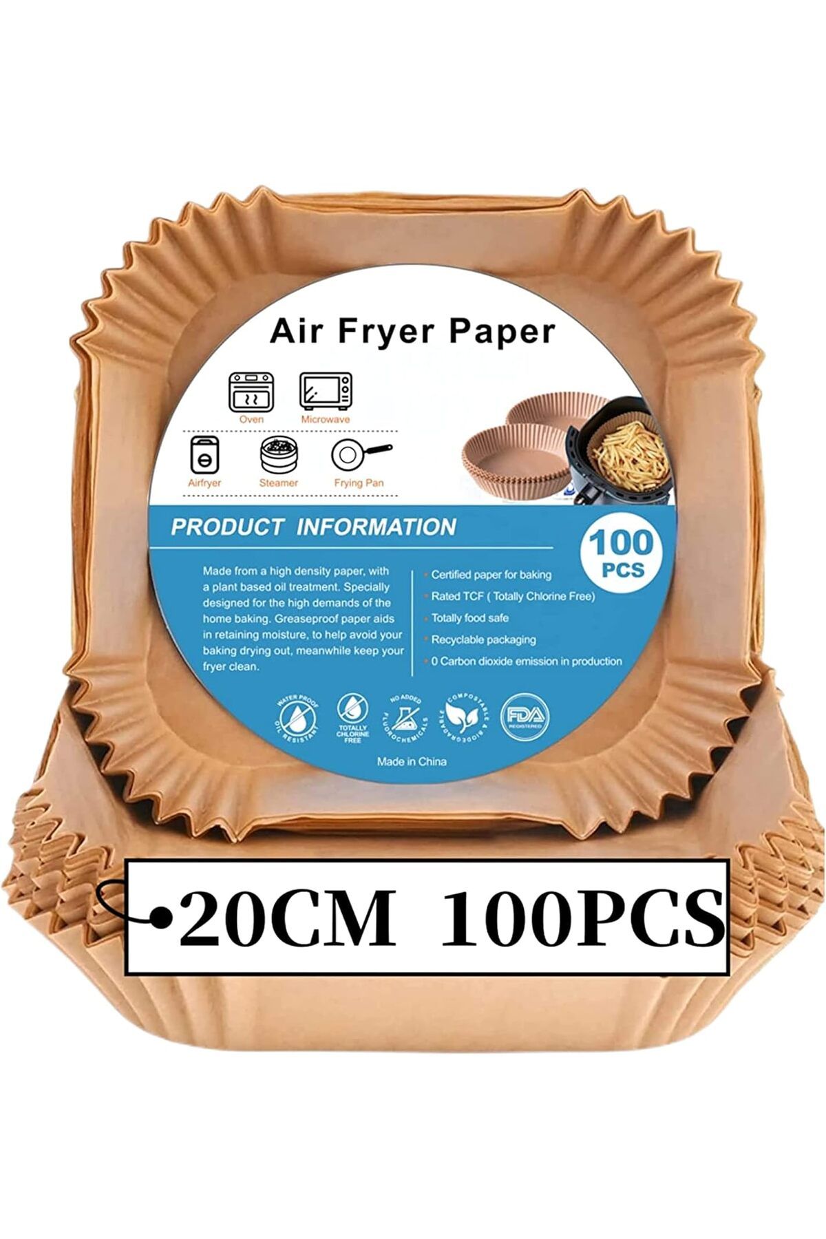 STOREMAX jvnnastore Sıcak hava fritözleri için fırın kağıdı, 100 adet Airfryer pişirme kağıdı, ya