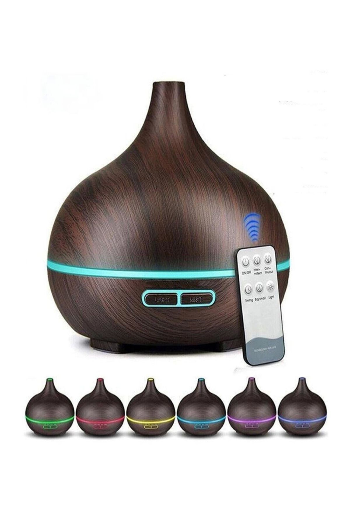 OBRAX Uzaktan Kumandalı 550ml Aroma Difüzörü Ultrasonik Hava Nemlendirici Buhar Makinesi 7 Renk Led