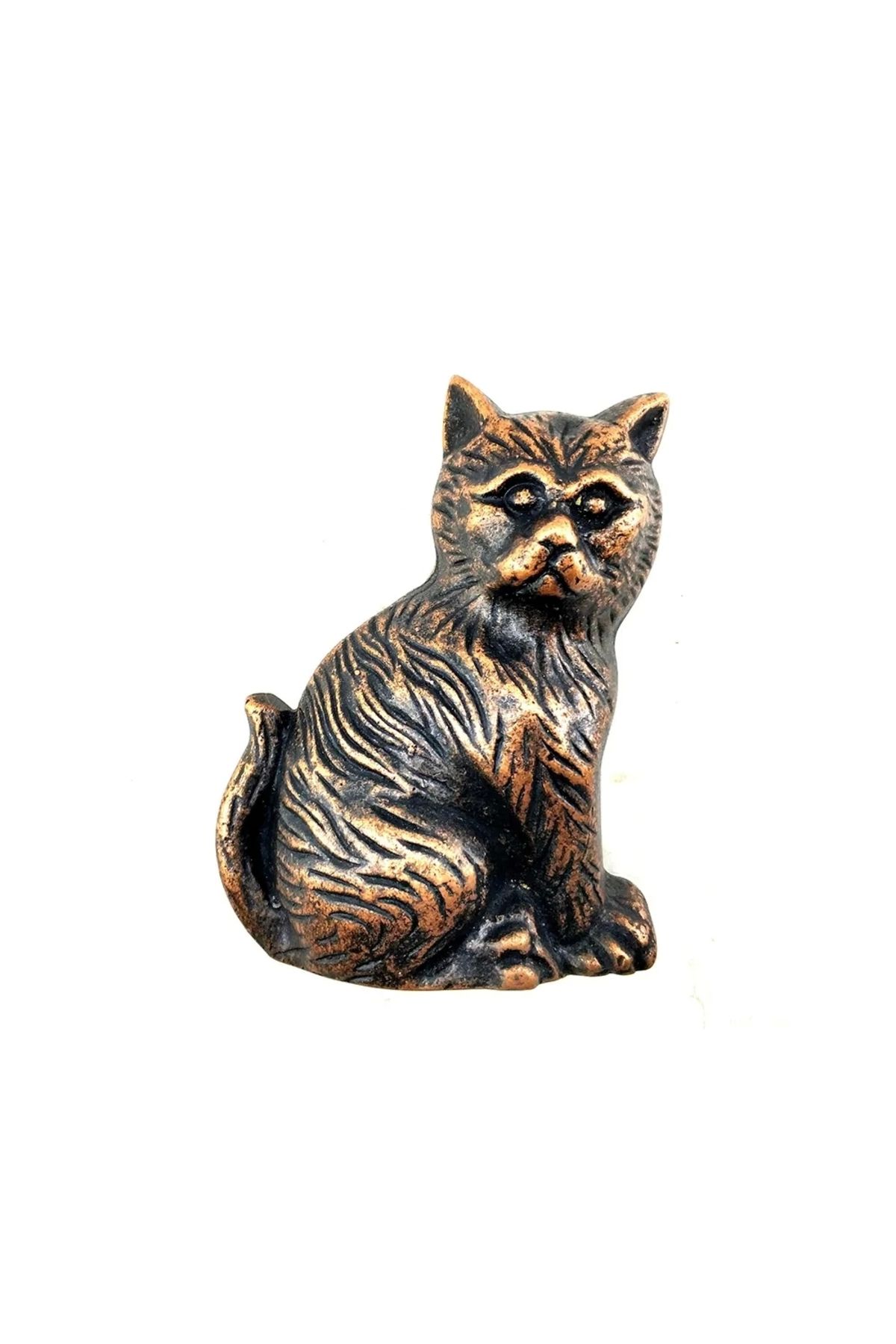 shopwave Antika Tarz Dekoratif Pirinç Kedi Kapı Tokmağı, Taktak - 110x80mm, Antik