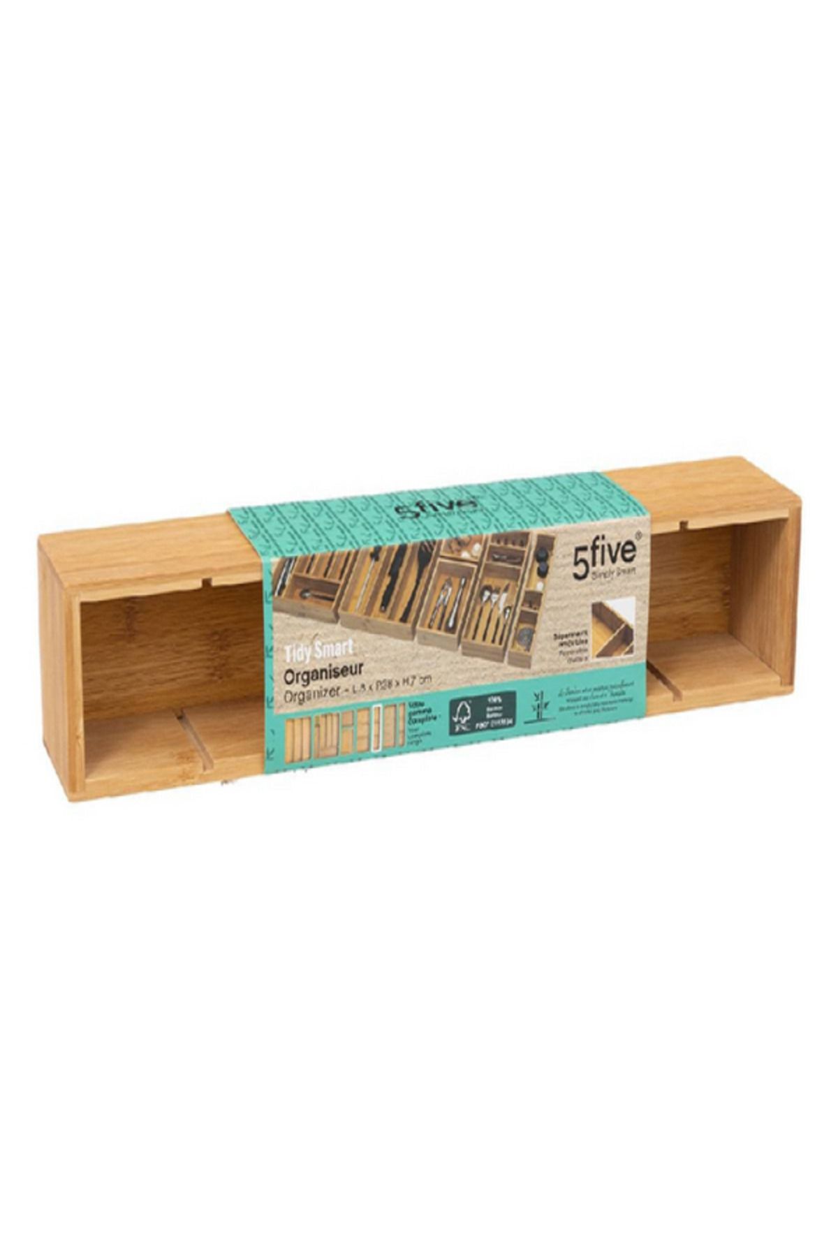 Five Simply Smart-Tidy 3-Bin Bamboo Modular Space Saving Storage Organizer 3