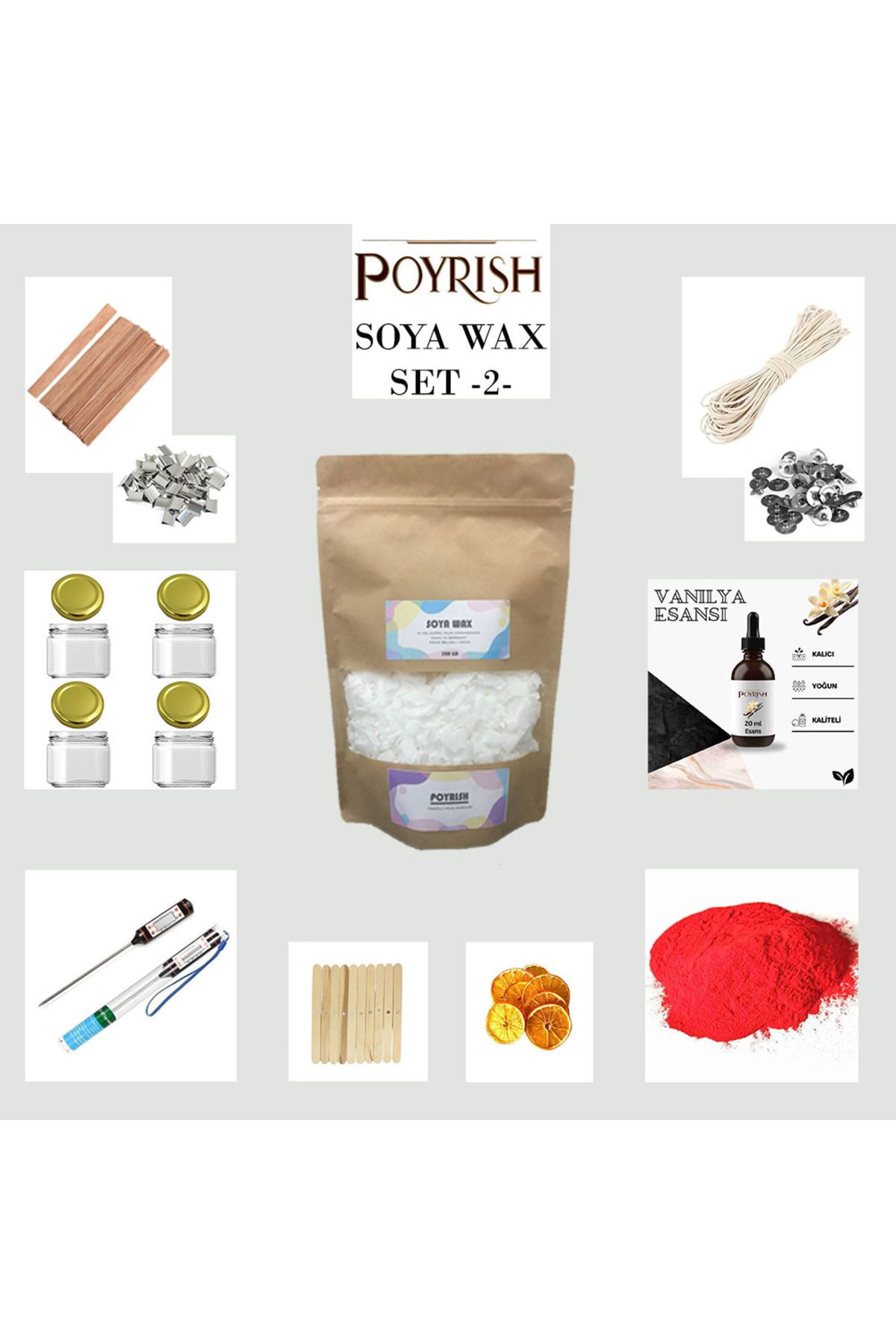 Saatistan %100 Natürel Soya Wax Aromaterapi Doğal Mum Yapım Seti 1000gr Başlangıç Malzemeleri