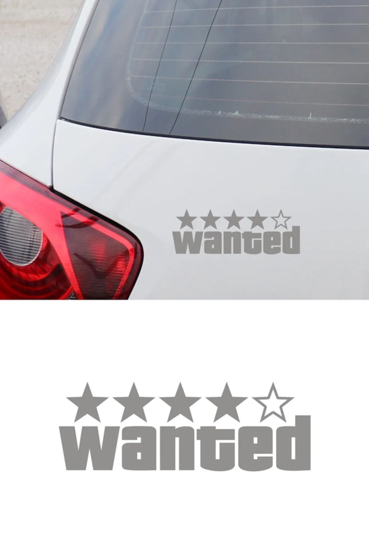 TSC Wanted Aranıyor oto Sticker Araba etiket Gri Renk 20CM