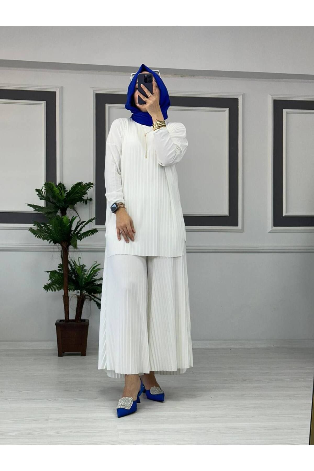 ButikKardelen Sandy Komple Piliseli İkili Tesettür Pantolonlu Takım STD B eden