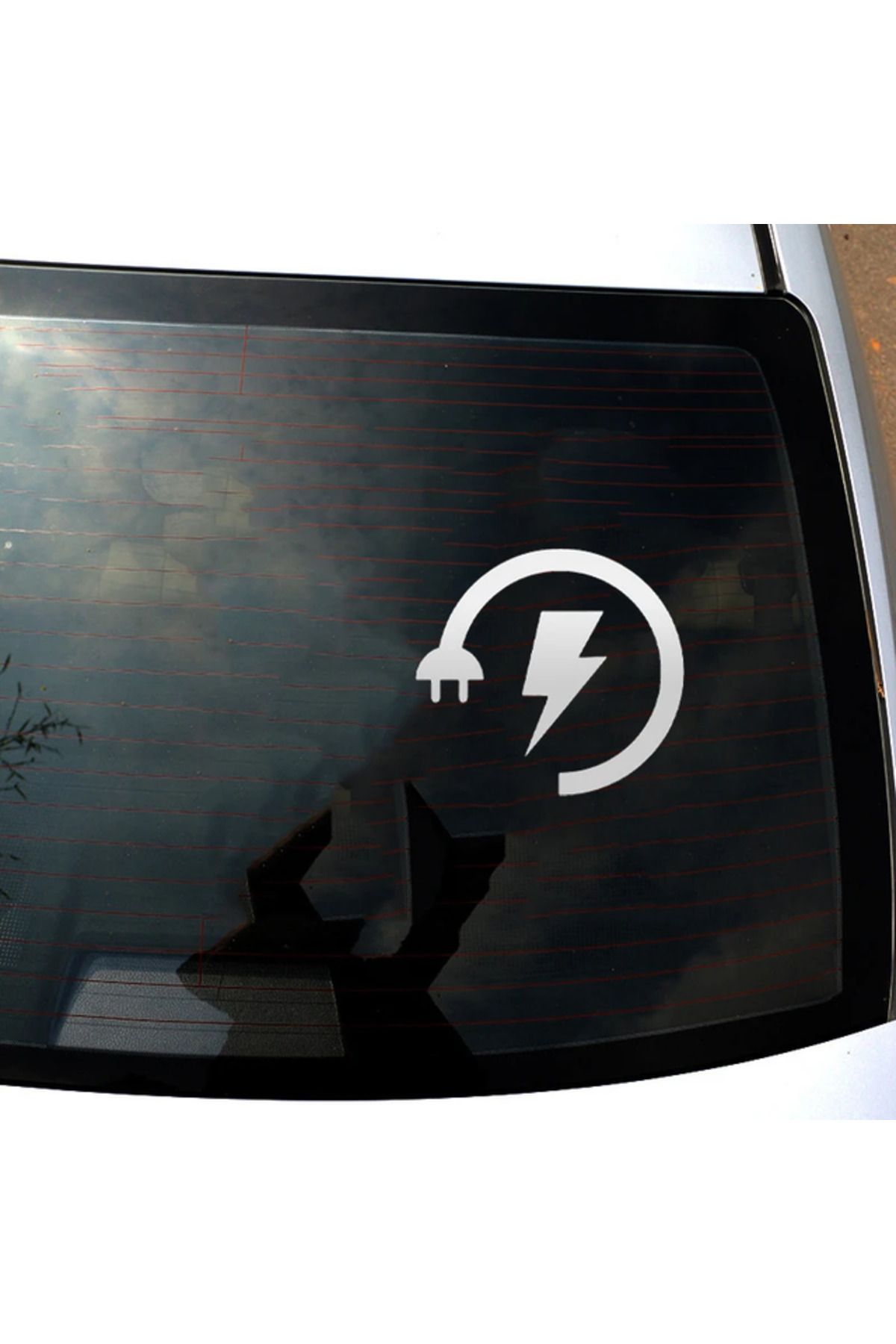 TSC Araba Sarj Uyarısı Arka Cam Elektrikli Araba Sticker Etiket 14 CM Beyaz Renk