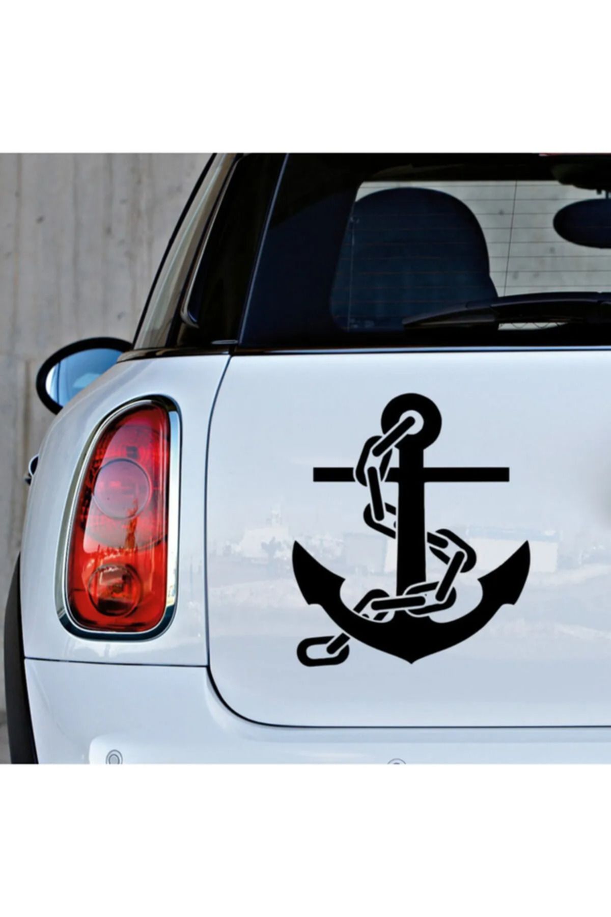 TSC Deniz Çapası Ve Zincir Sticker Yapıştırması 22cm Siyah