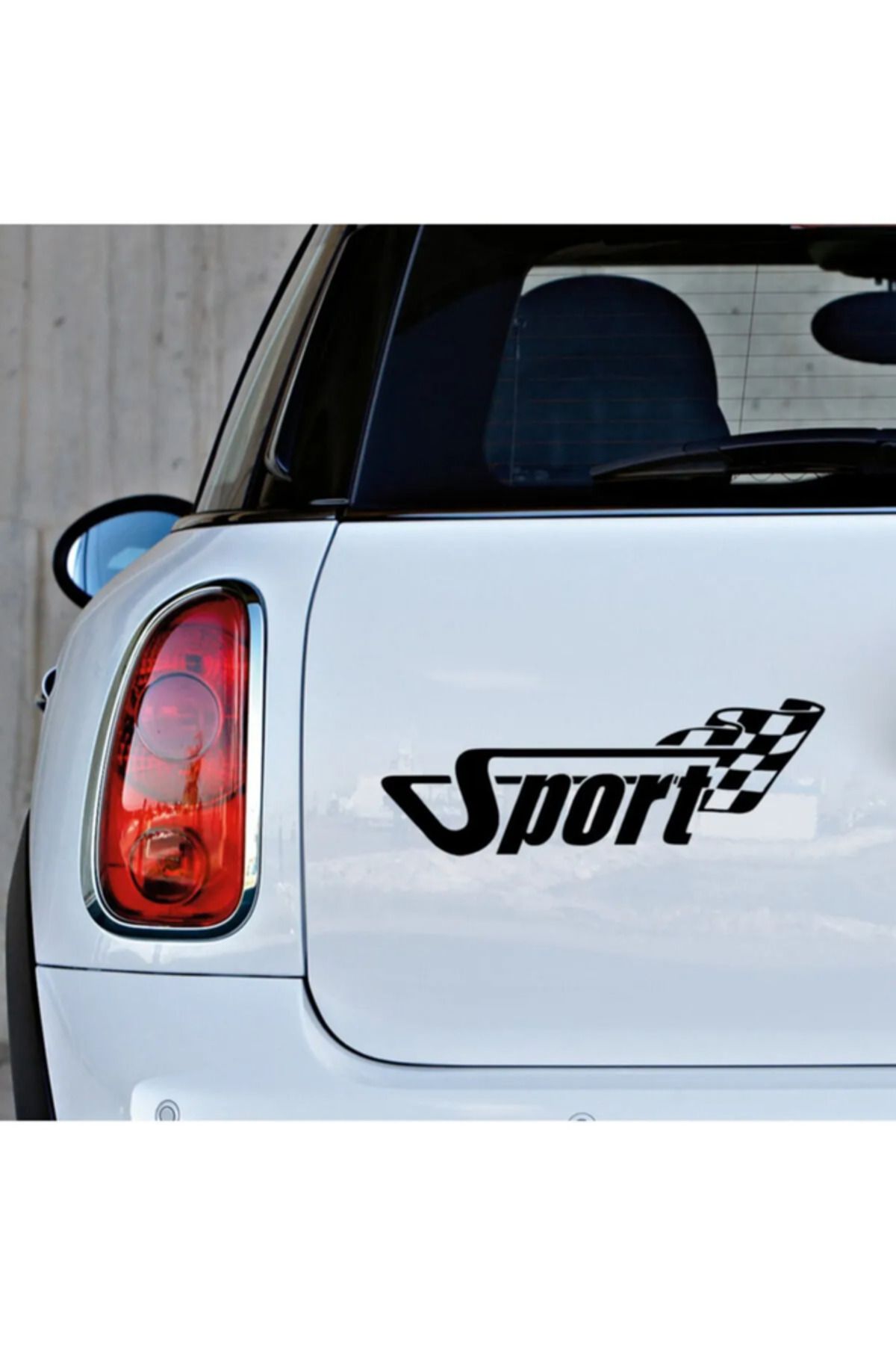 TSC Bitiş Bayraklı Sport Yazısı Modifiye Araba Oto Sticker 20cm Siyah