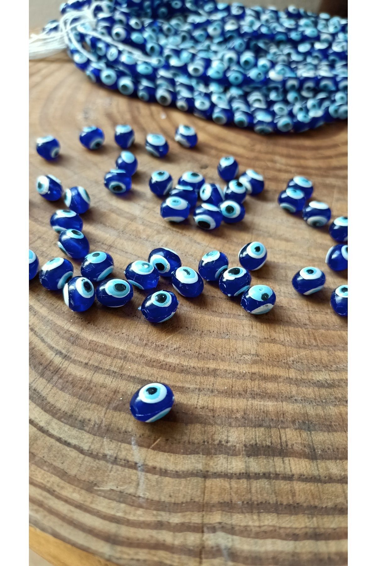 Saatistan Mavi beyaz 12mm plastik boncuklar, 50 adet, mum ve teraryum süsleme için ideal
