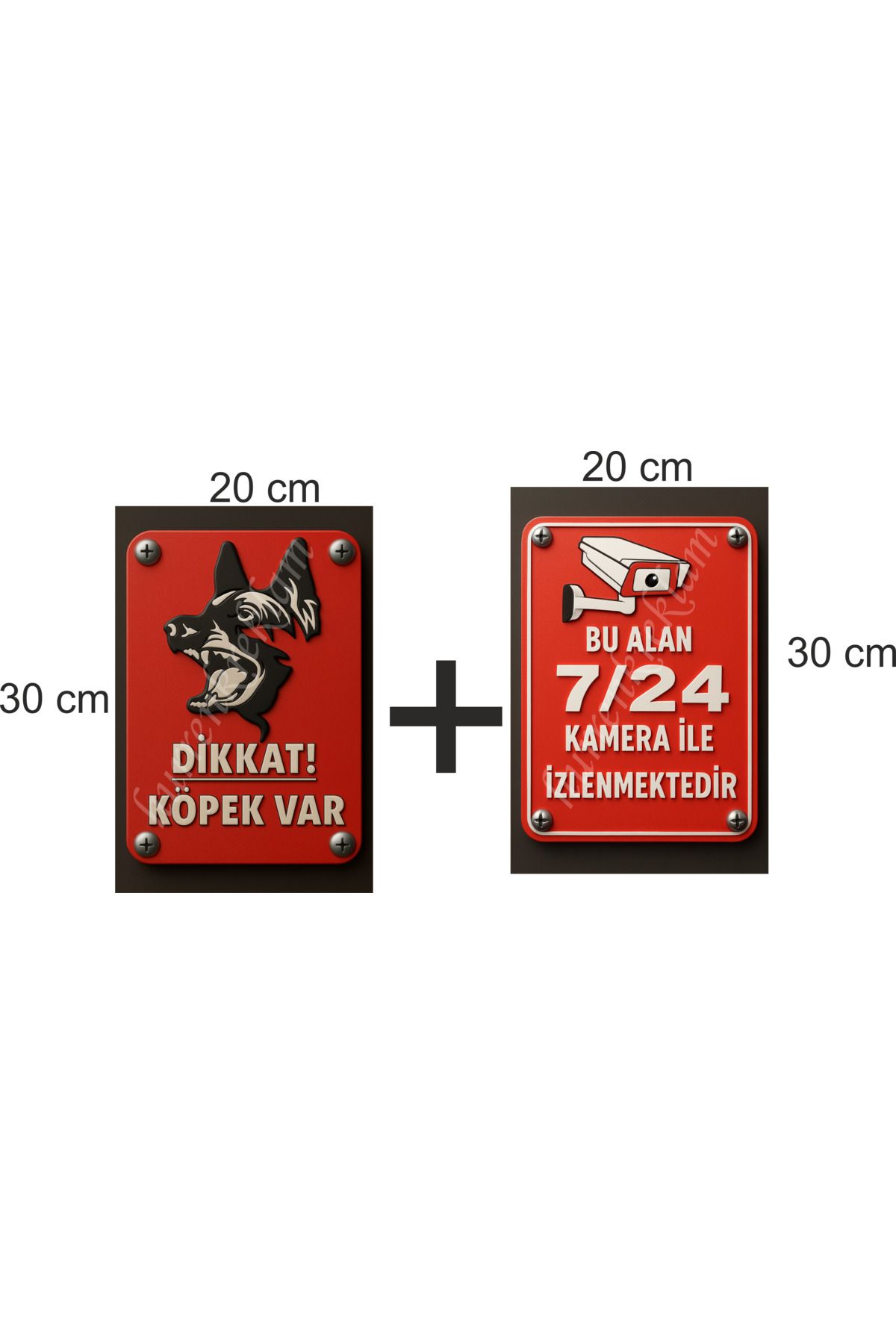 sıradışıhediyem dikkat köpek var ve bu alan 7/24 kamera ile izlenmektedir uyarı levhası 2 adet 20x30 cm aeks bantlı