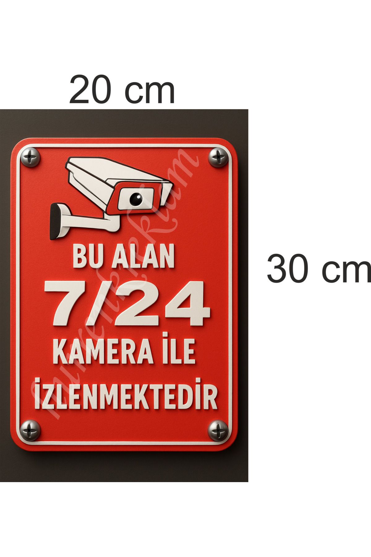 sıradışıhediyem METAL 7/24 kamera ile izlenmektedir uyarı levhası 20x30 cm arkası çift taraflı bantlıdır