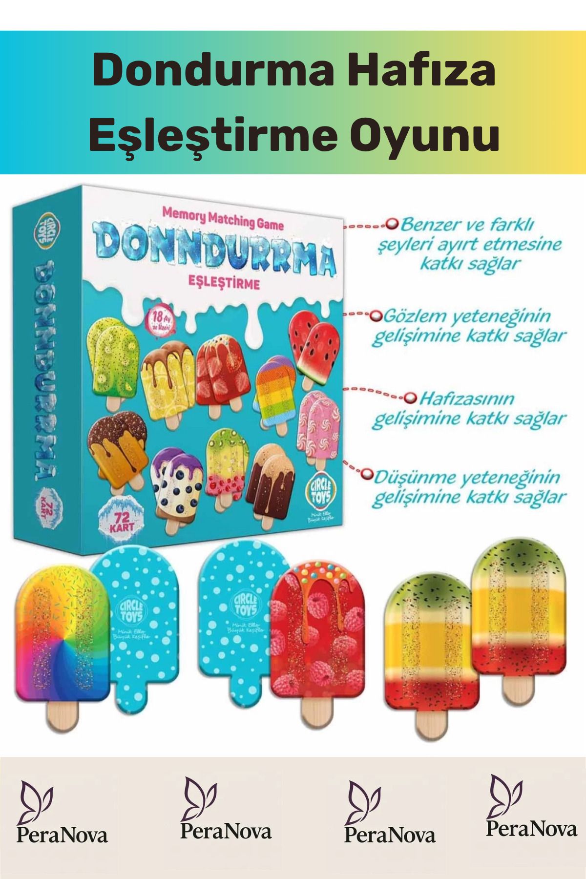 PeraNova Özel Seri Zeka Geliştirici Eğitici Çocuk El Göz Kordinasyonu Dondurma Hafıza Eşleştirme Oyunu