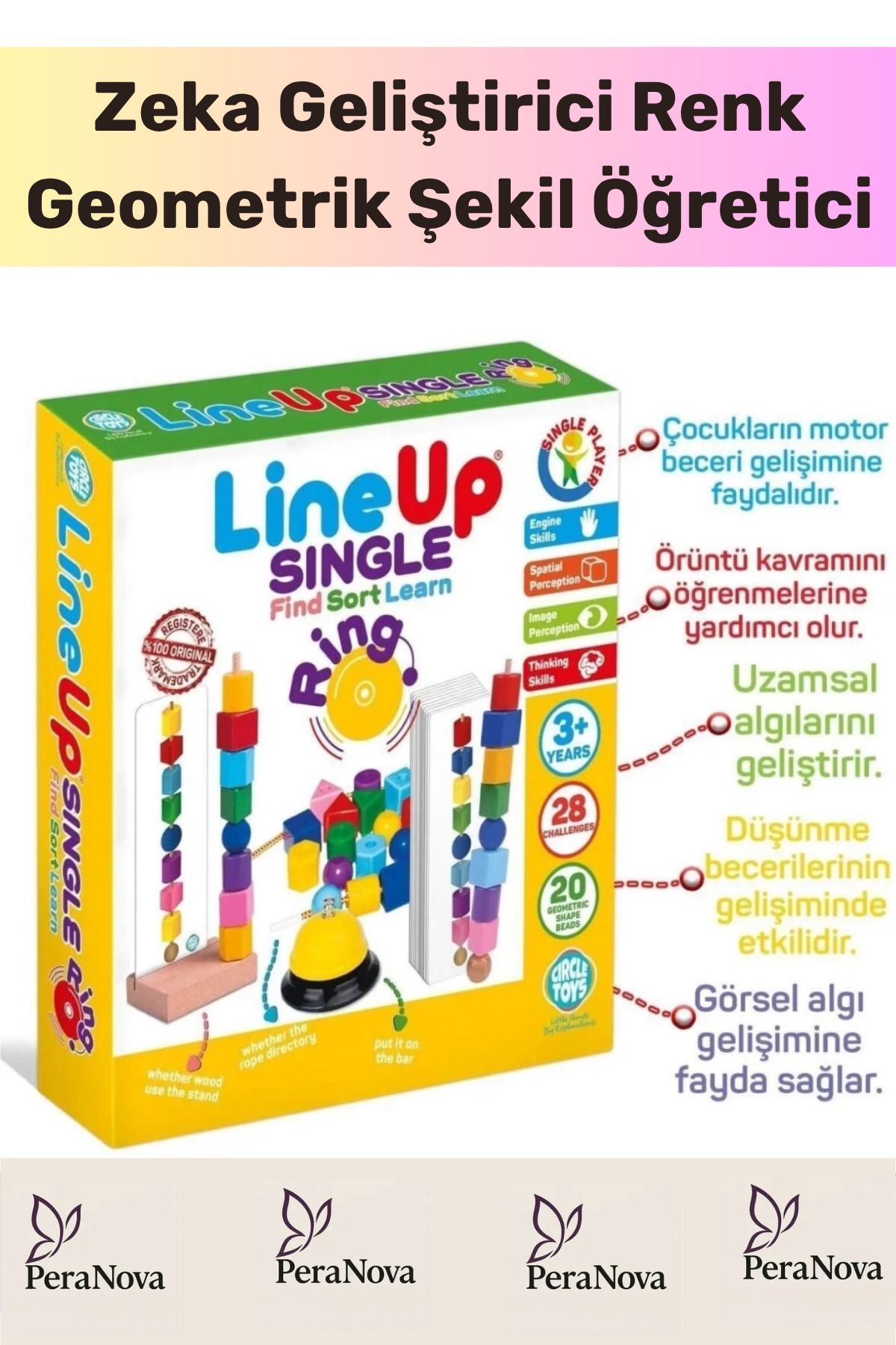 PeraNova Özel Seri Zeka Geliştirici Öğretici Lineup Single Ring Bul Sırala Ögren Tek Oyuncu Zilli Oyun