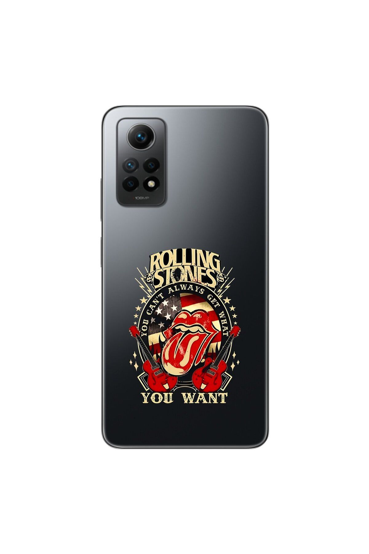 Dali Design Xiaomi Redmi Note 12 Pro Uyumlu Şeffaf Kılıf Rolling Stones Tasarımlı