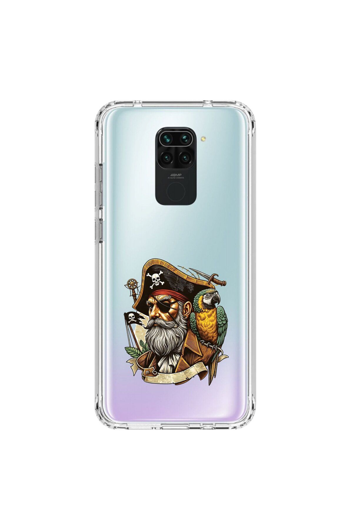 Dali Design Xiaomi Redmi Note 9 Uyumlu Şeffaf Kılıf Pirate 3 Tasarımlı