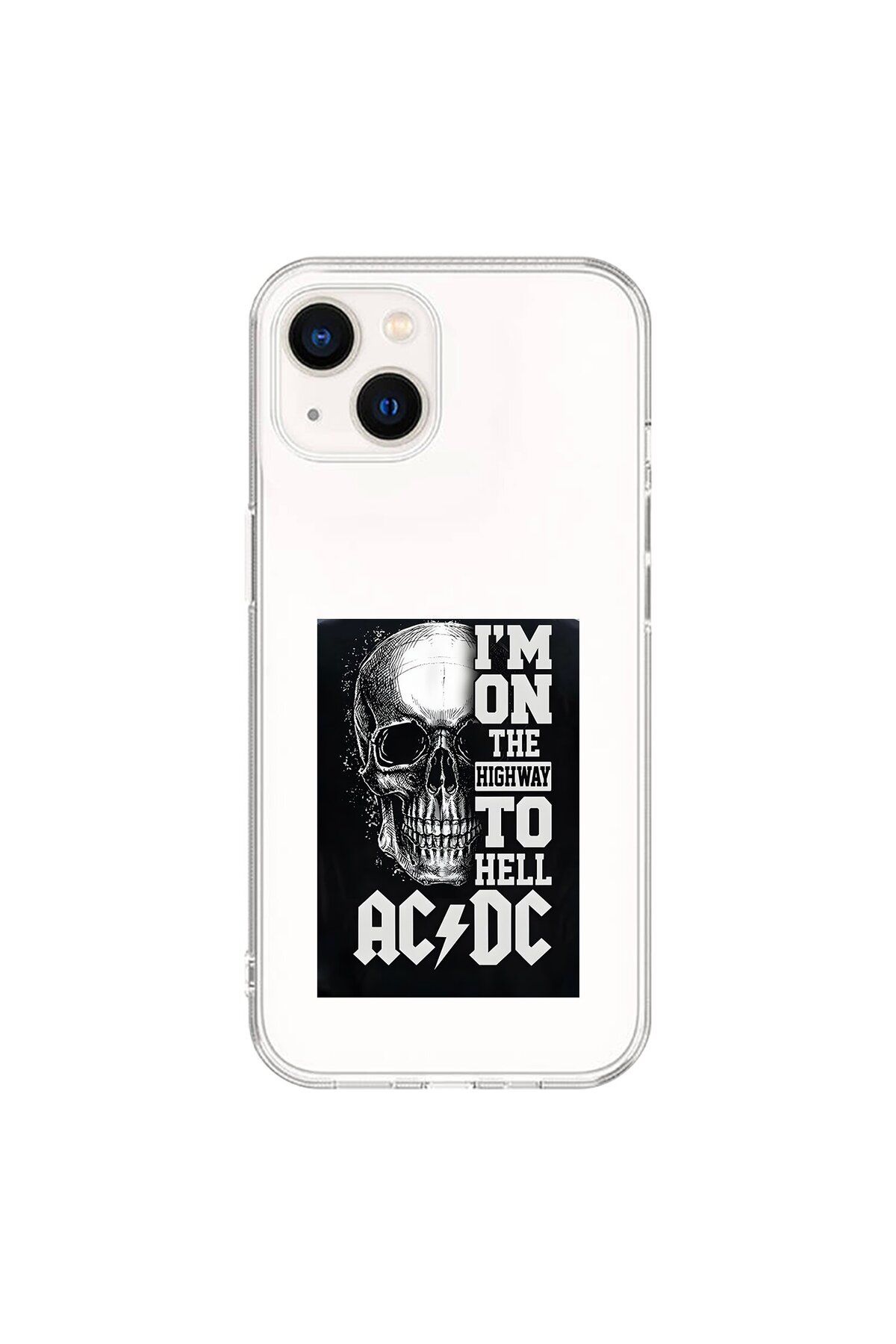 Dali Design iPhone 14 Plus Uyumlu Şeffaf Kılıf AC/DC Tasarımlı