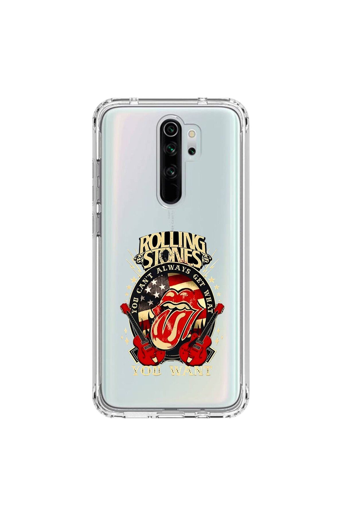Dali Design Xiaomi Redmi Note 8 Pro Uyumlu Şeffaf Kılıf Rolling Stones Tasarımlı
