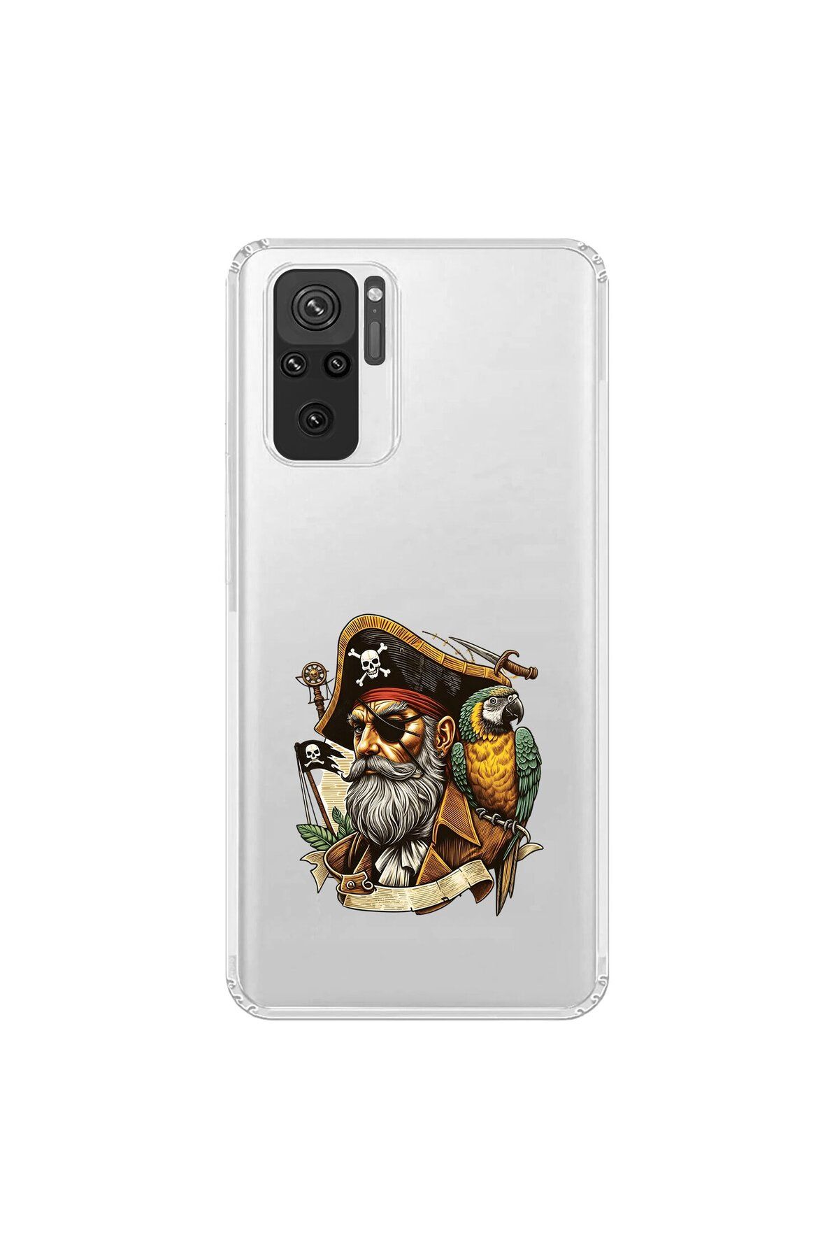 Dali Design Xiaomi Redmi Note 10 Uyumlu Şeffaf Kılıf Pirate 3 Tasarımlı
