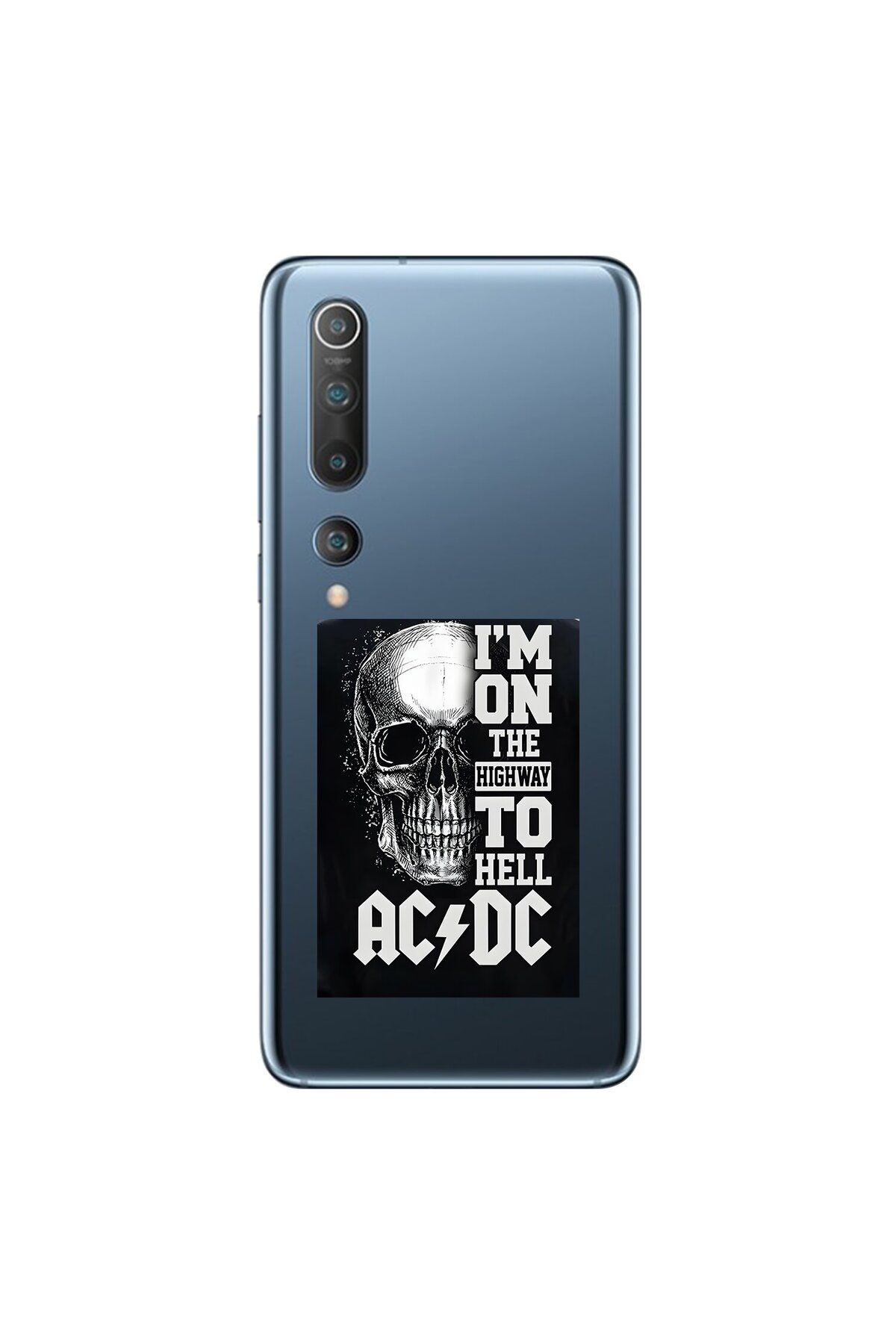 Dali Design Xiaomi Mi 10 Uyumlu Şeffaf Kılıf AC/DC Tasarımlı