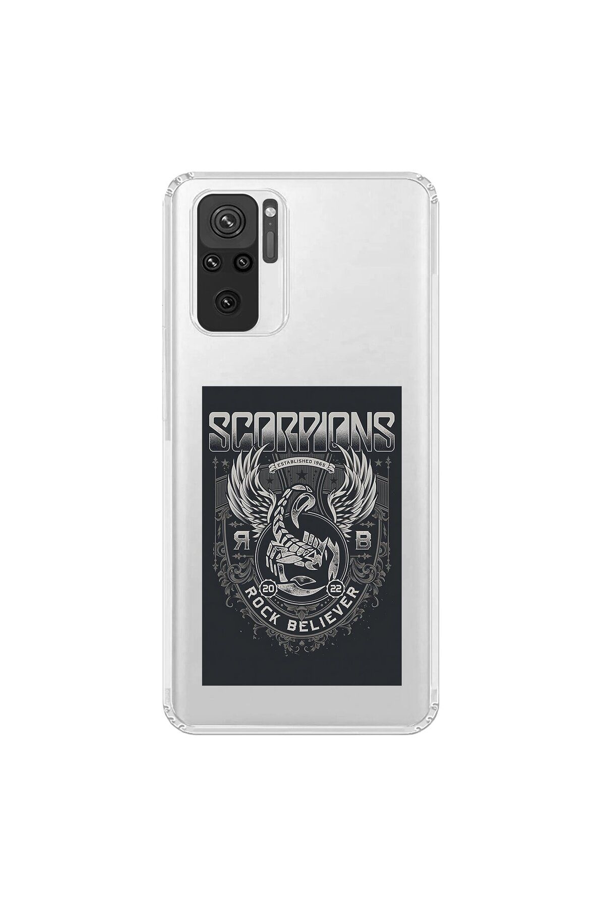 Dali Design Xiaomi Redmi Note 10 Uyumlu Şeffaf Kılıf Scorpions Tasarımlı