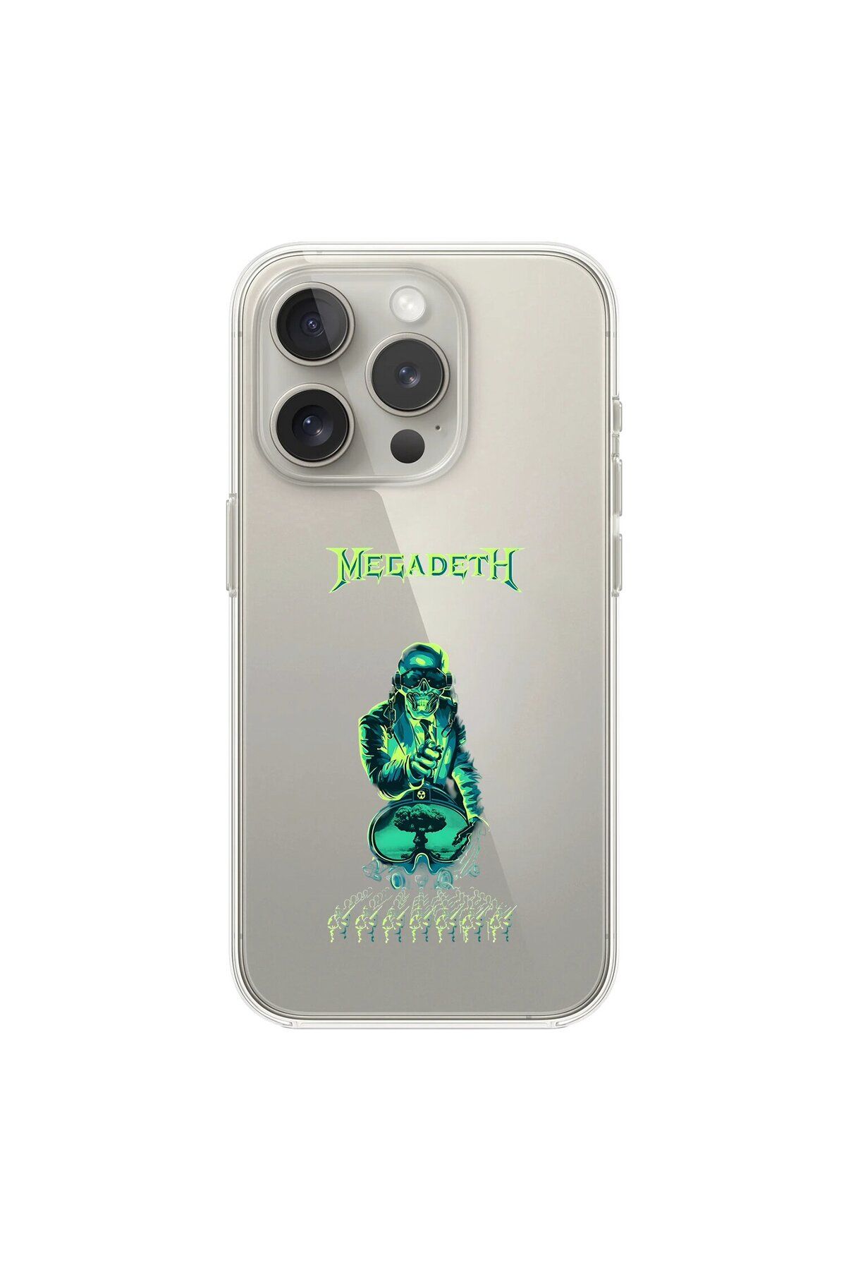 Dali Design iPhone 12 Pro Uyumlu Şeffaf Kılıf Mega Death Tasarımlı