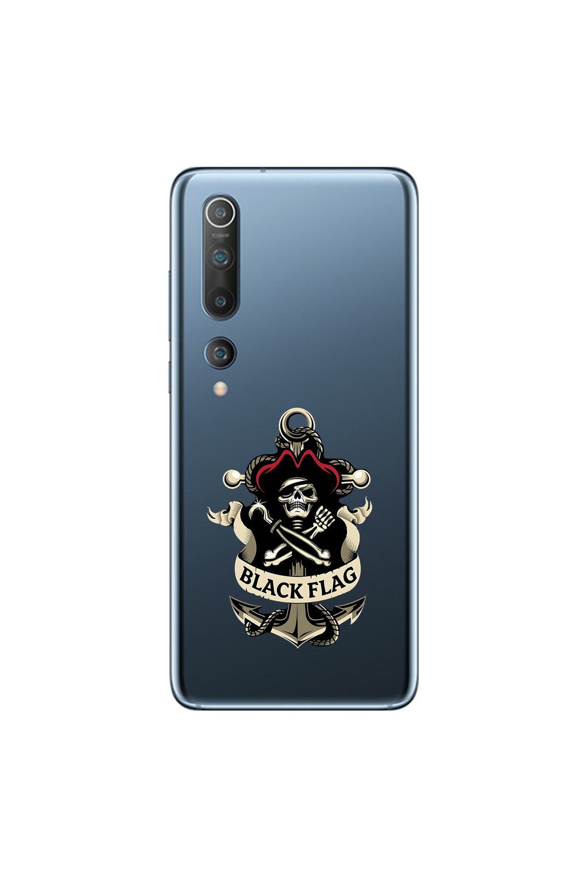 Dali Design Xiaomi Mi 10 Uyumlu Şeffaf Kılıf Pirate 4 Tasarımlı