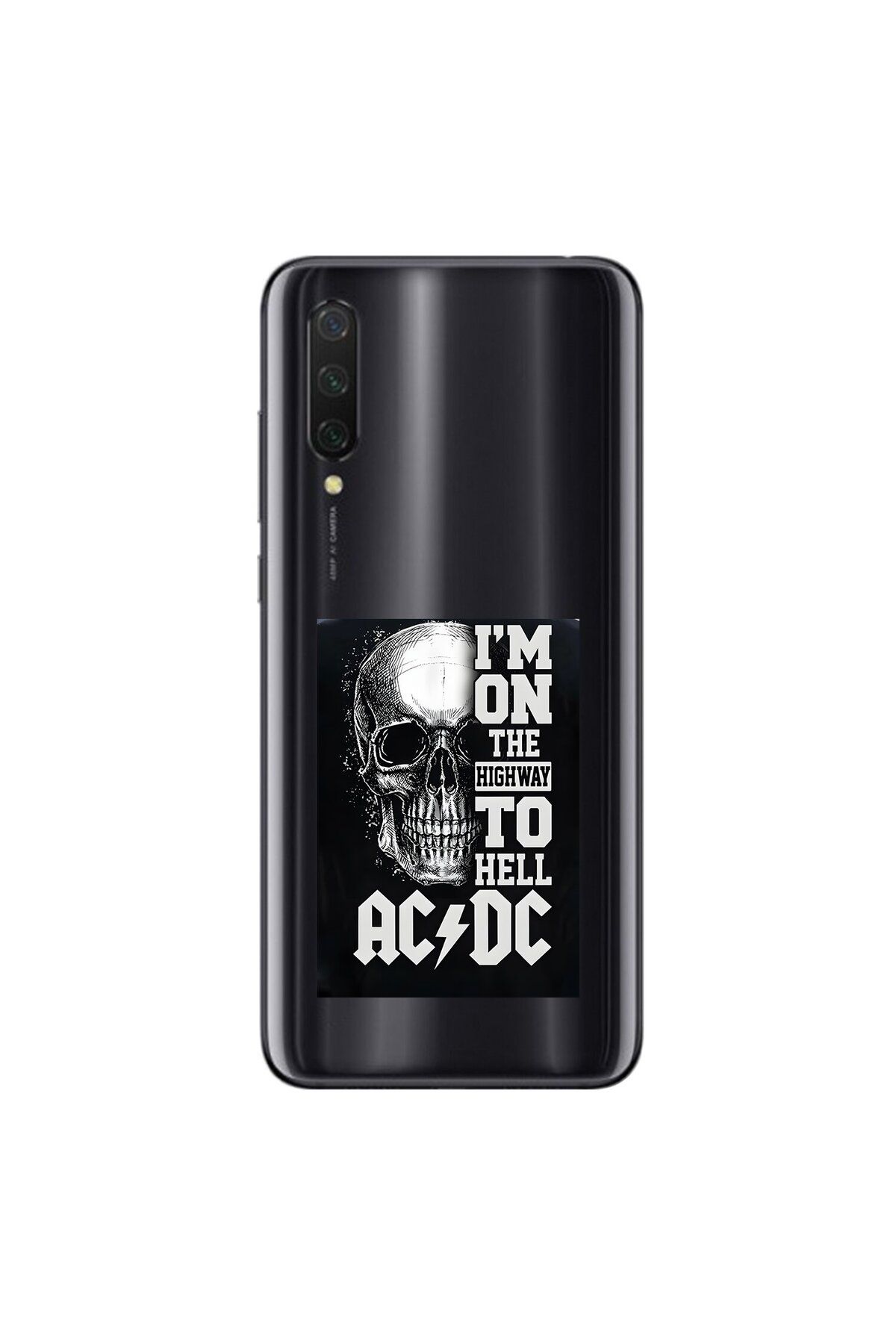 Dali Design Xiaomi Mi 9 Lite Uyumlu Şeffaf Kılıf AC/DC Tasarımlı