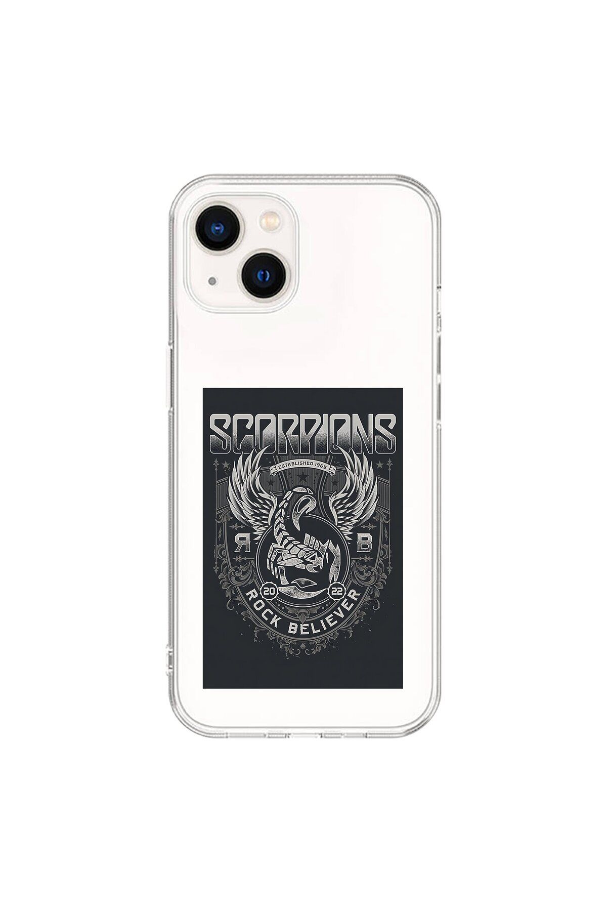 Dali Design iPhone 15 Plus Uyumlu Şeffaf Kılıf Scorpions Tasarımlı